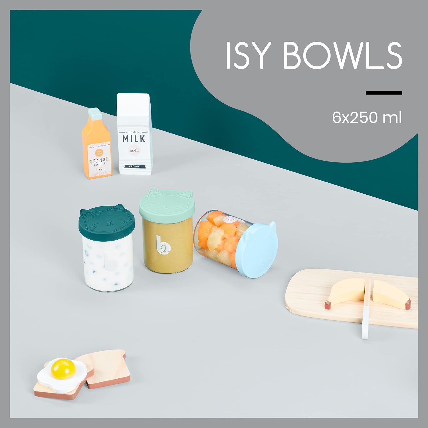 Babymoov ISY BOWLS - 6 botes de conservación de cristal 250ml - vista 3