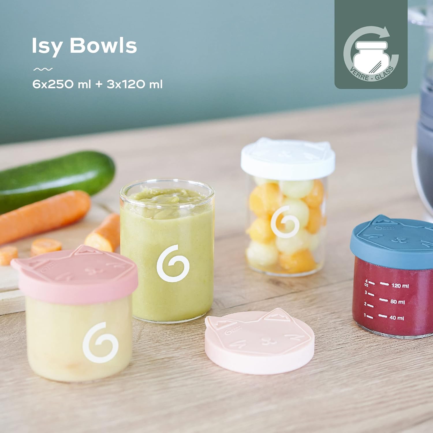 Babymoov ISY BOWLS - 9 botes de conservación de cristal 250ml y 120ml - vista 3