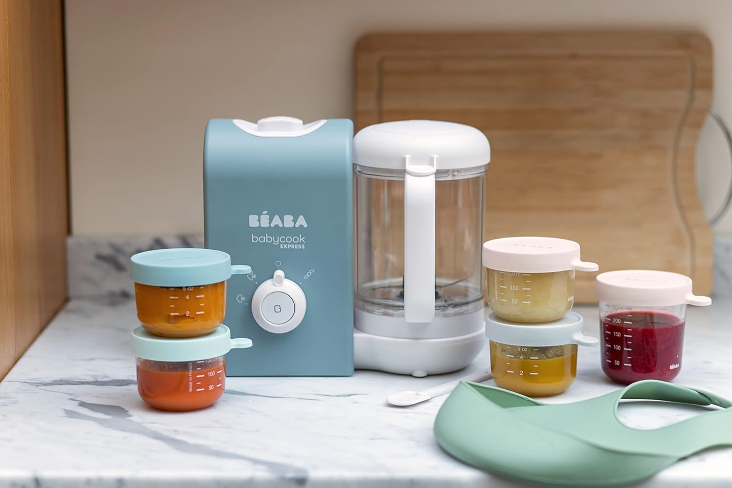 BEABA, Babycook Express, Robot de cocina infantil 4 en 1, Cocción exprés 15min, Mezcla personalizada, Cocción al vapor sana y