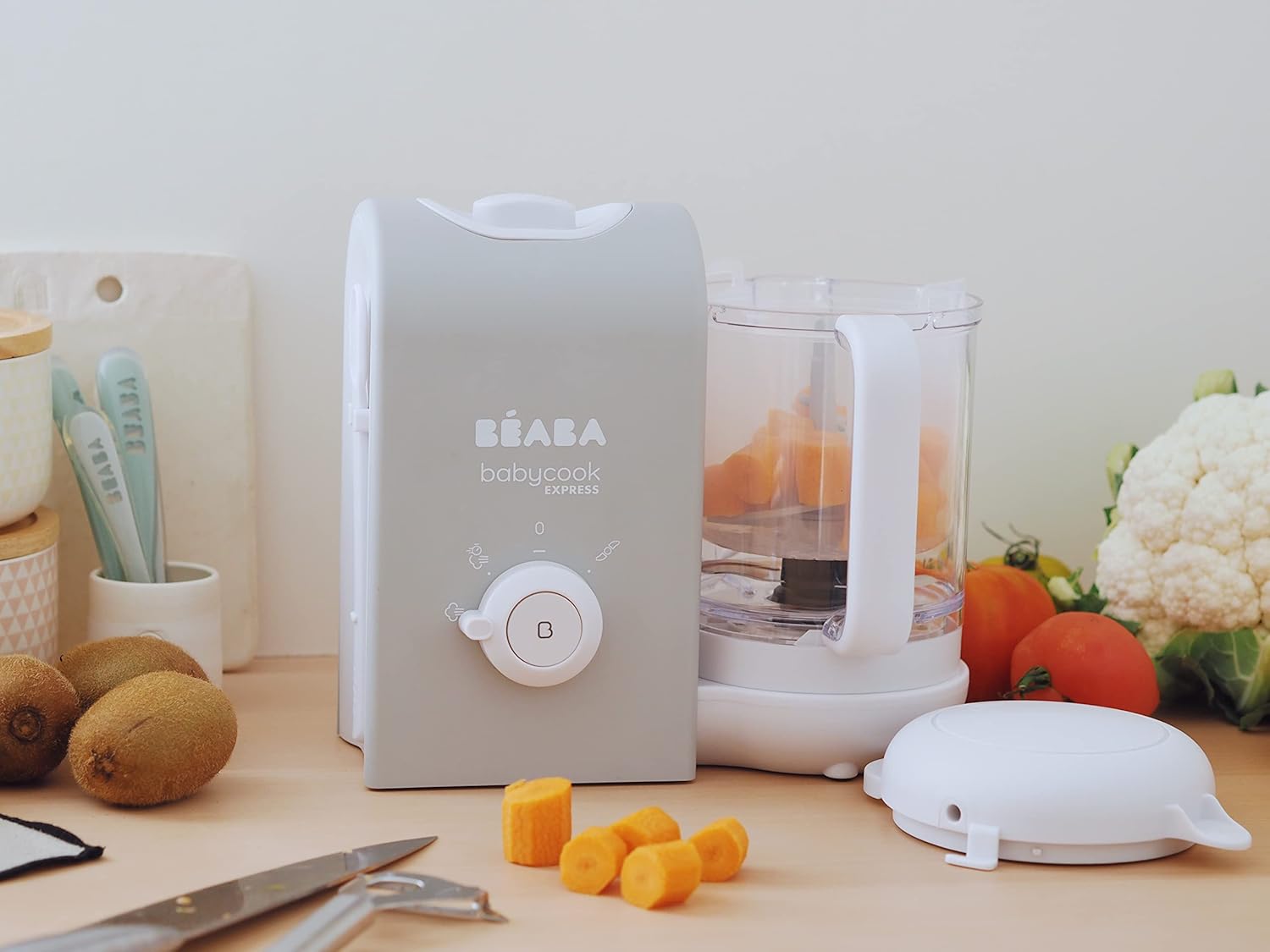 BEABA, Babycook Express, Robot de cocina infantil 4 en 1, Cocción exprés 15min, Mezcla personalizada, Cocción al vapor sana y