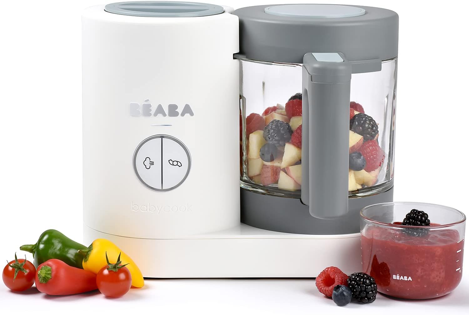 BÉABA Babycook Neo, Robot de cocina infantil, tritura, cocina y cuece al vapor, Rápido en 15 minutos, Recipiente de vidrio y