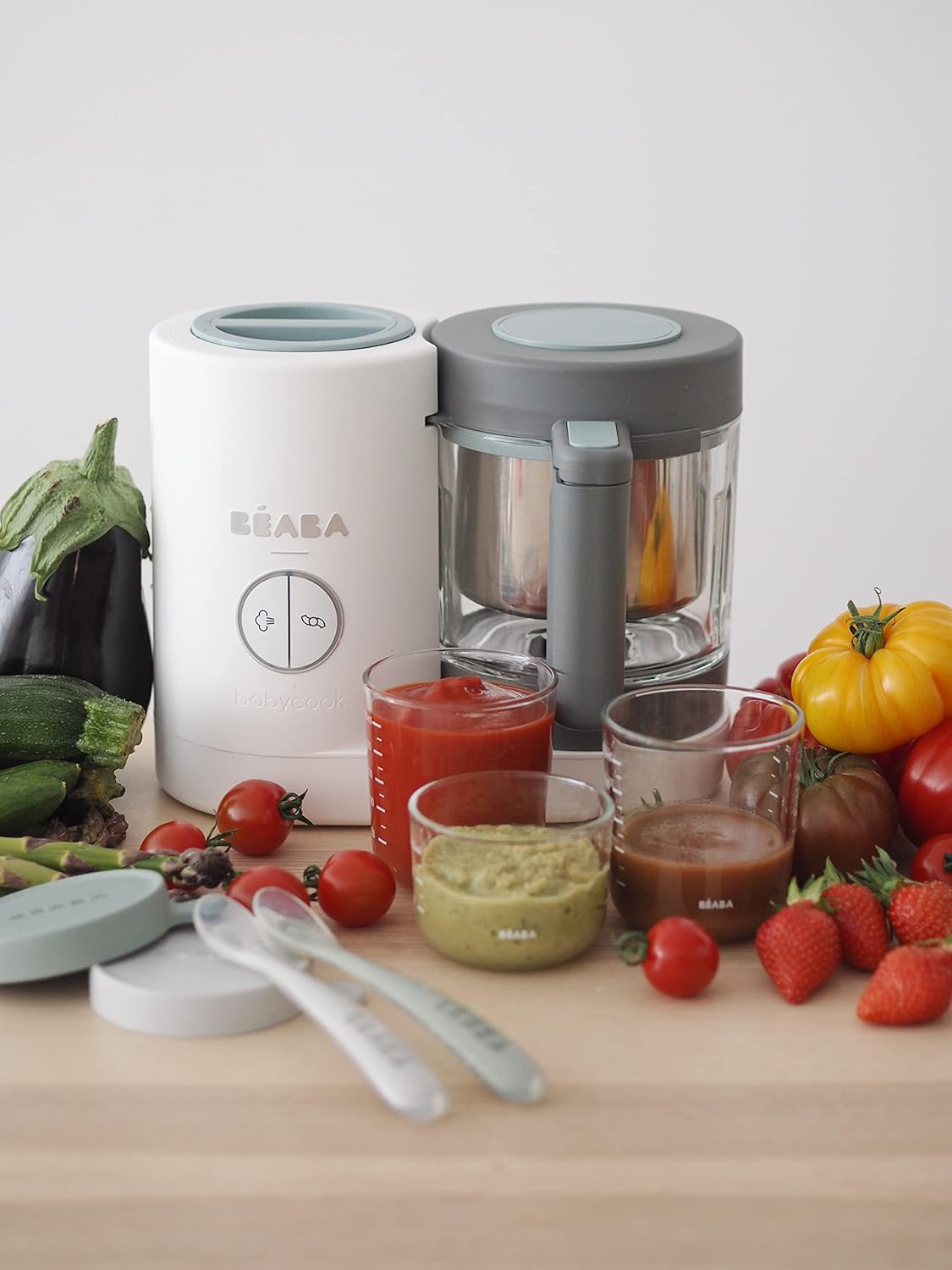 BÉABA Babycook Neo, Robot de cocina infantil, tritura, cocina y cuece al vapor, Rápido en 15 minutos, Recipiente de vidrio y