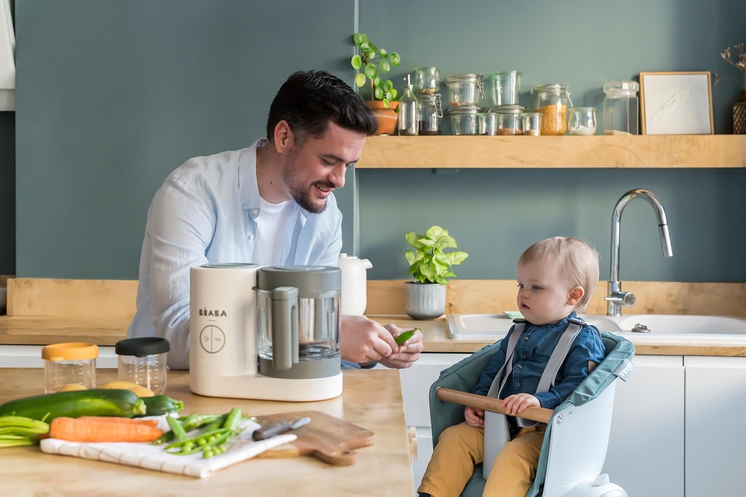 BÉABA Babycook Neo, Robot de cocina infantil, tritura, cocina y cuece al vapor, Rápido en 15 minutos, Recipiente de vidrio y