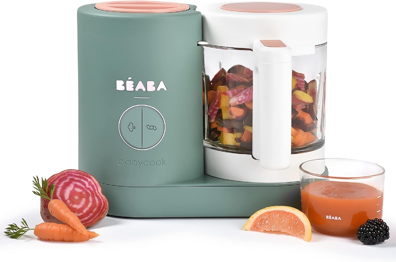 BÉABA Babycook Neo, Robot de cocina infantil, tritura, cocina y cuece al vapor, Rápido en 15 minutos, Recipiente de vidrio y