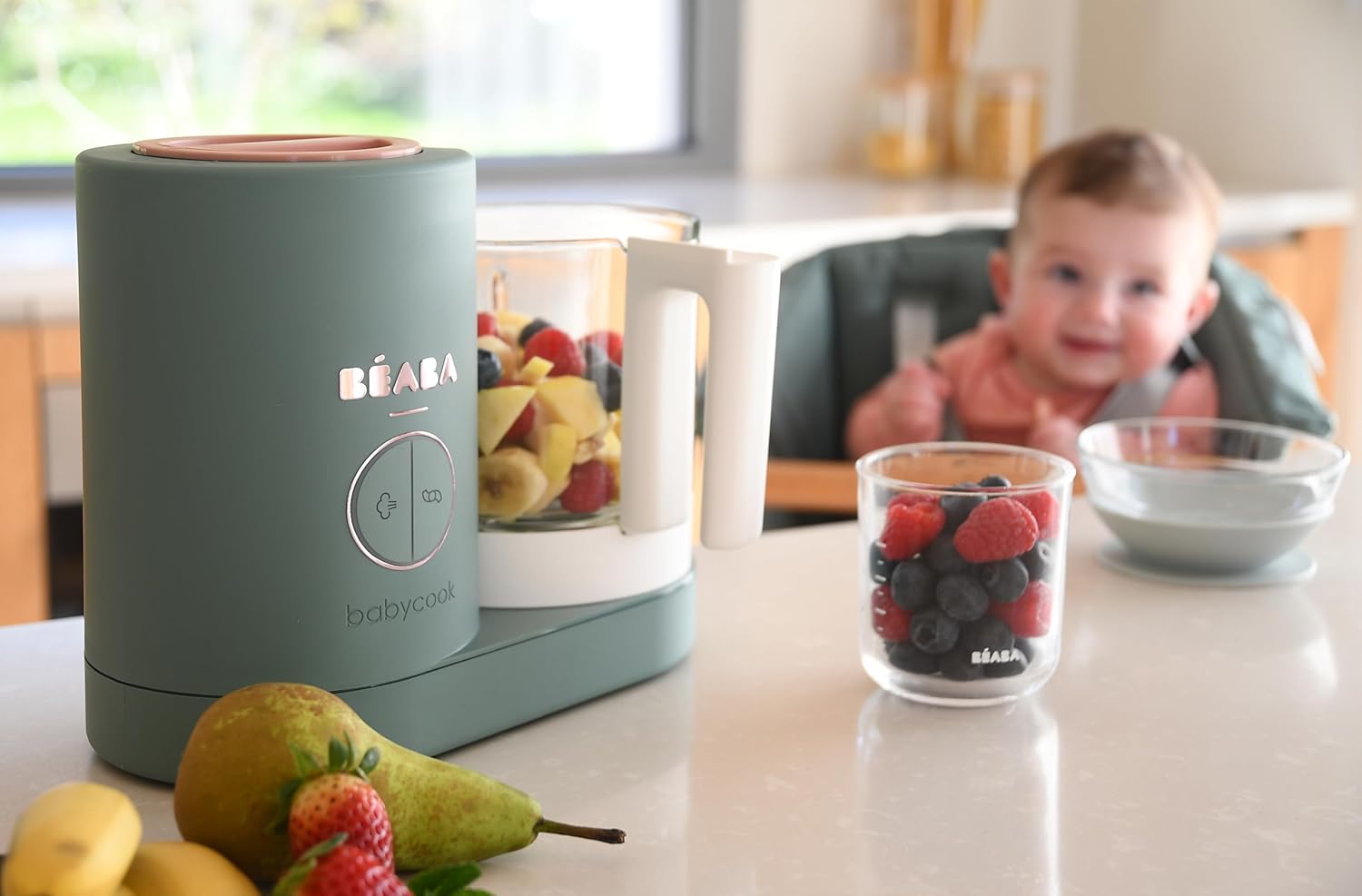 BÉABA Babycook Neo, Robot de cocina infantil, tritura, cocina y cuece al vapor, Rápido en 15 minutos, Recipiente de vidrio y