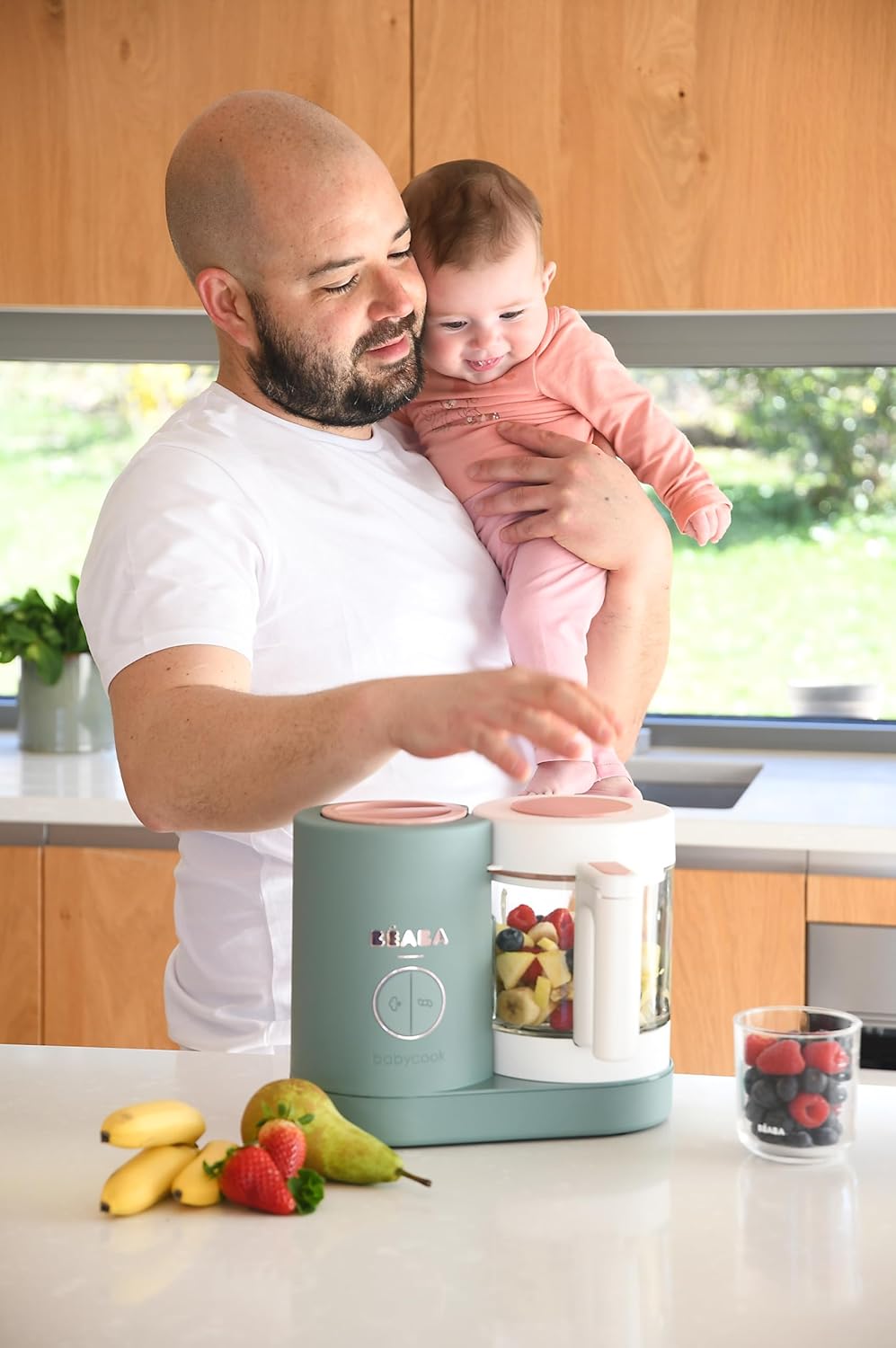 BÉABA Babycook Neo, Robot de cocina infantil, tritura, cocina y cuece al vapor, Rápido en 15 minutos, Recipiente de vidrio y
