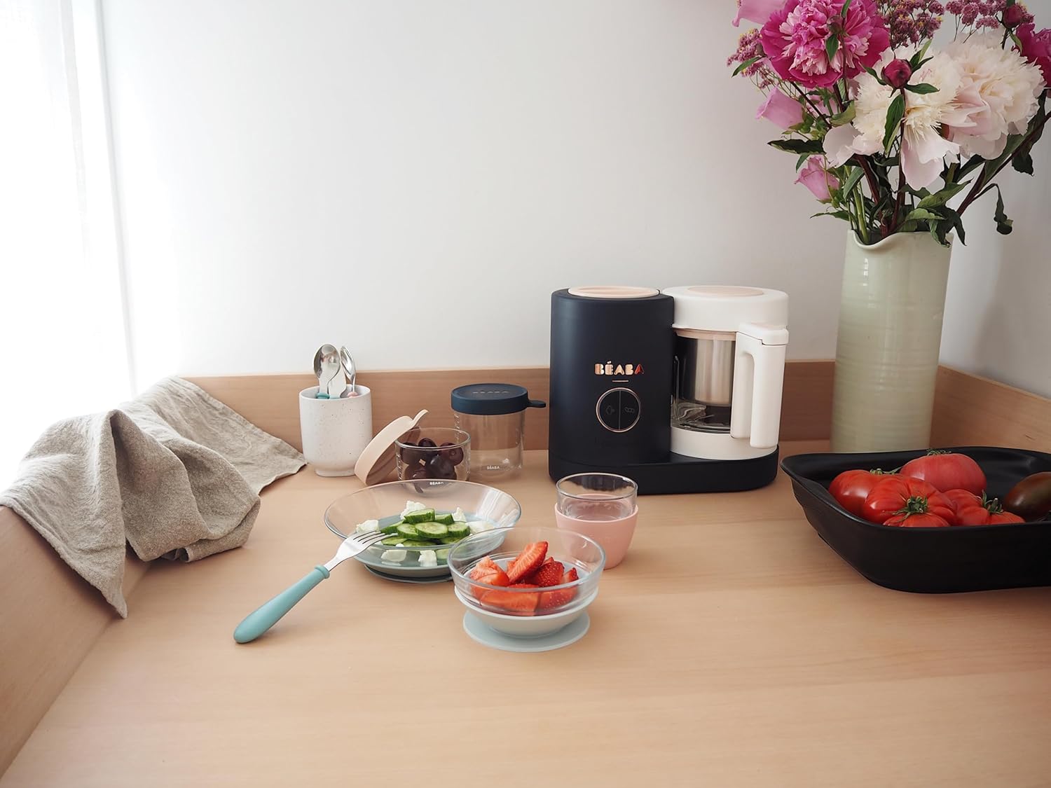 BÉABA Babycook Neo, Robot de cocina infantil, tritura, cocina y cuece al vapor, Rápido en 15 minutos, Recipiente de vidrio y