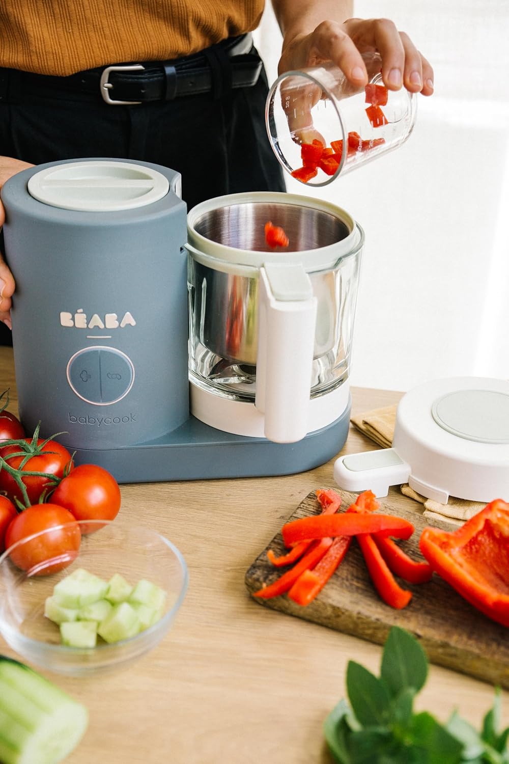 BÉABA Babycook Neo, Robot de cocina infantil, tritura, cocina y cuece al vapor, Rápido en 15 minutos, Recipiente de vidrio y