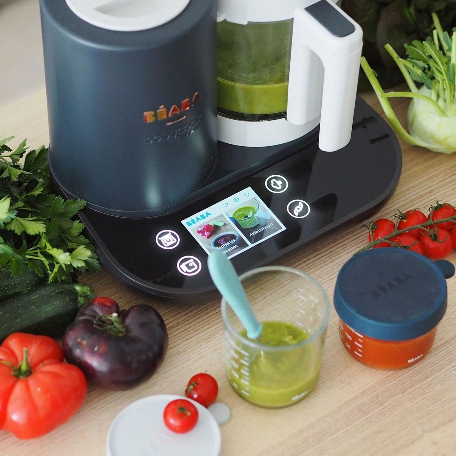 BÉABA Babycook Smart, Robot de Cocina Conectado Bebé, Báscula Integrada, Materiales Sanos, Gran capacidad 2.25L, Cocción Suav