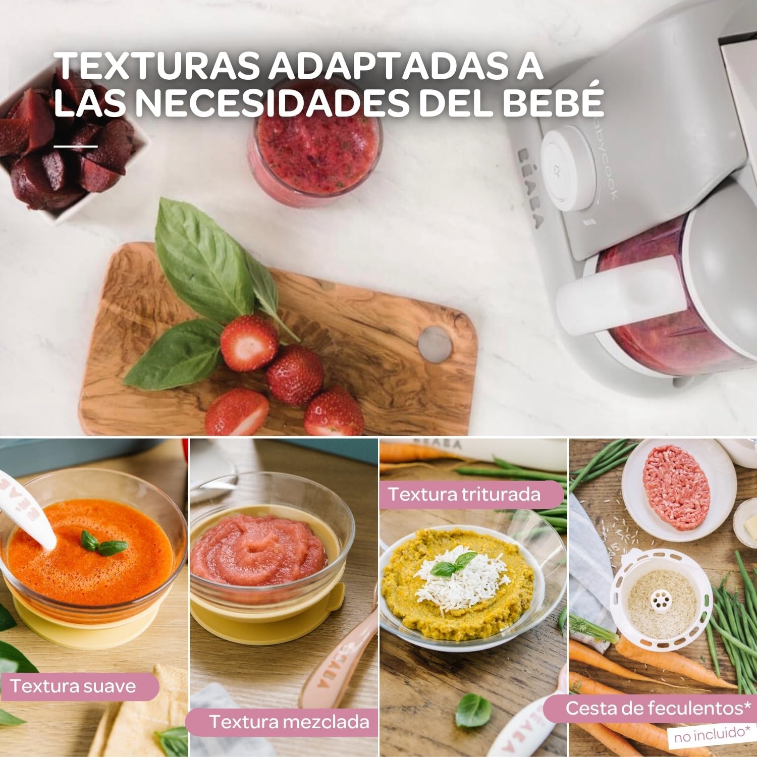 BÉABA Babycook Solo, Robot de cocina infantil 4 en 1, Tritura, cocina y cuece al vapor, Cocción rápida, Comida casera y delic