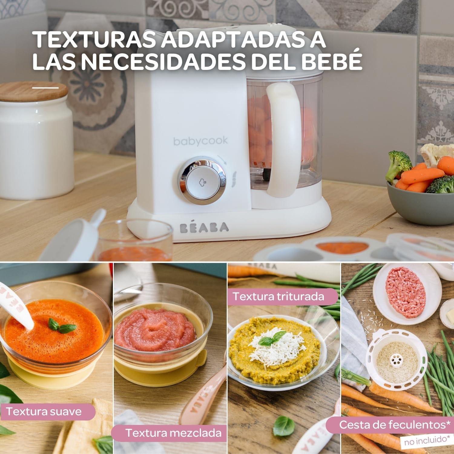BÉABA Babycook Solo, Robot de cocina infantil 4 en 1, Tritura, Cocina y cuece al Vapor, Cocción rápida, Comida casera y Delic