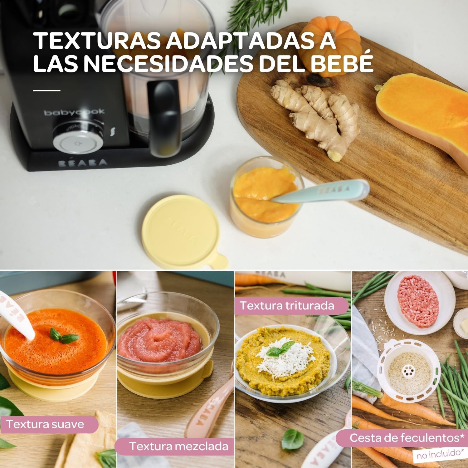 BÉABA Babycook Solo, Robot de cocina infantil 4 en 1, Tritura, cocina y cuece al vapor, Cocción rápida, Comida casera y delic