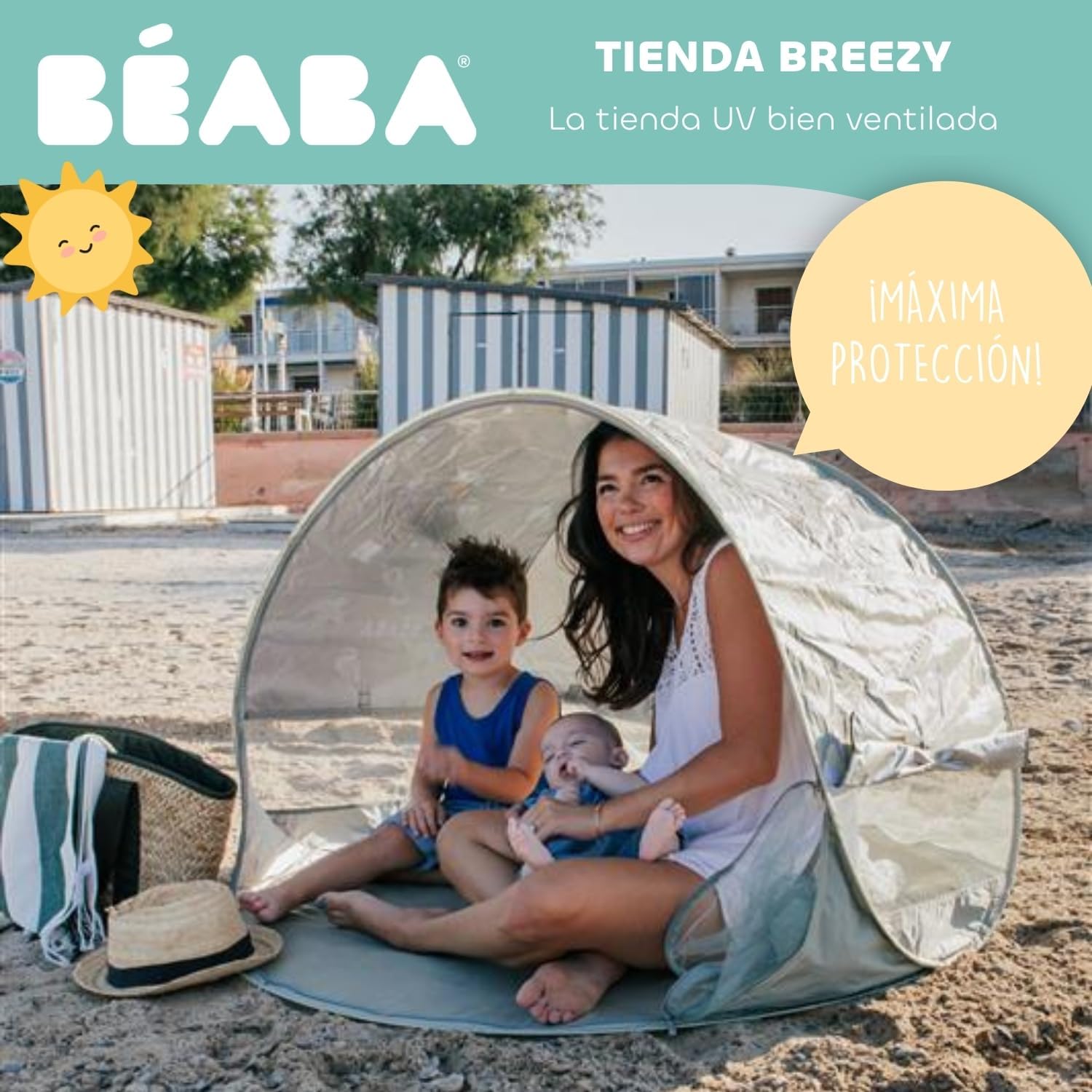 BÉABA, Tienda De Playa para Bebé, Tienda Anti UV Infantil, Protección Solar Máxima UPF50+, Filtrado UV, Ventilación 360°, Mos
