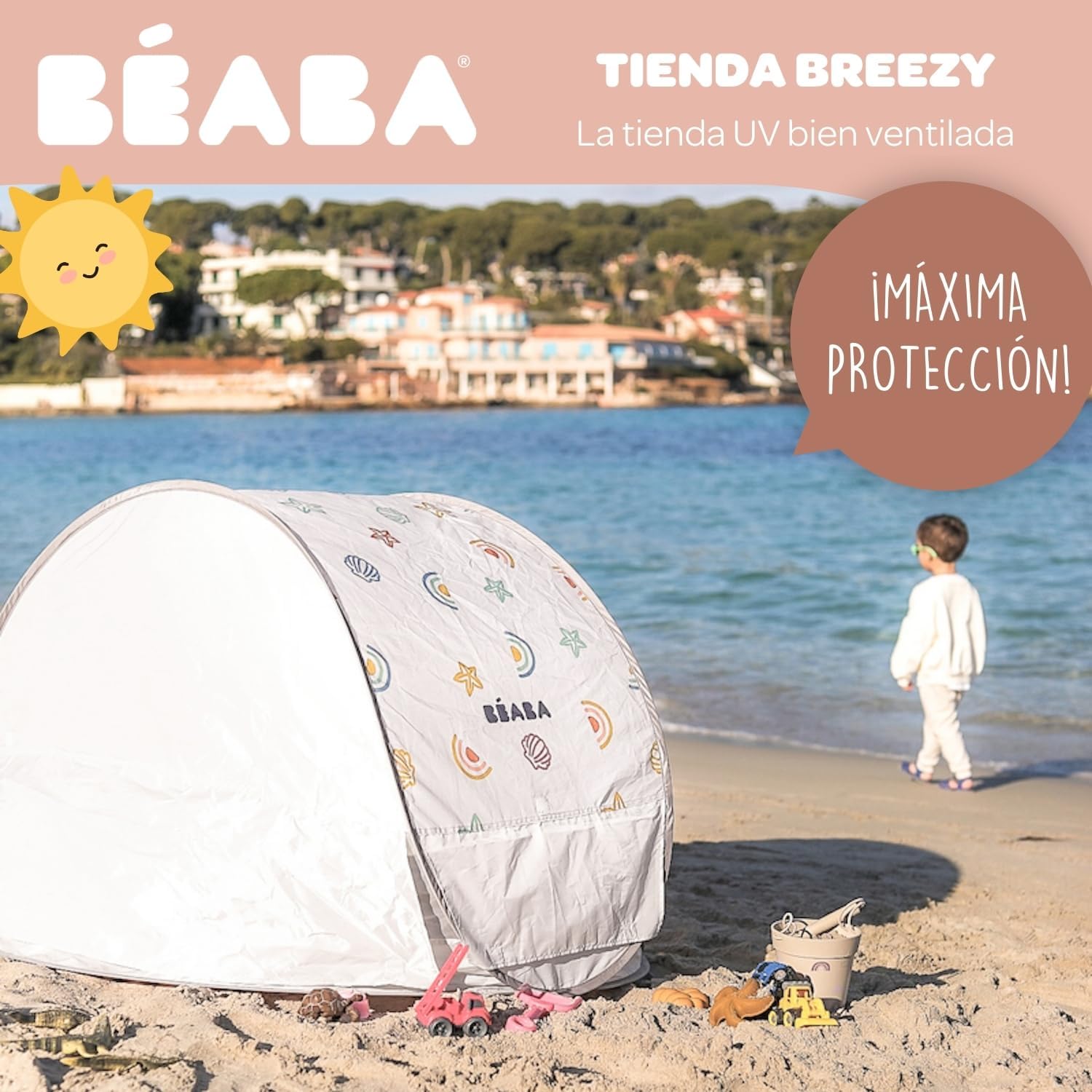 BÉABA, Tienda De Playa Para Bebé, Tienda Anti UV Infantil, Protección Solar Máxima UPF50+, Filtrado UV, Ventilación 360°, Mos