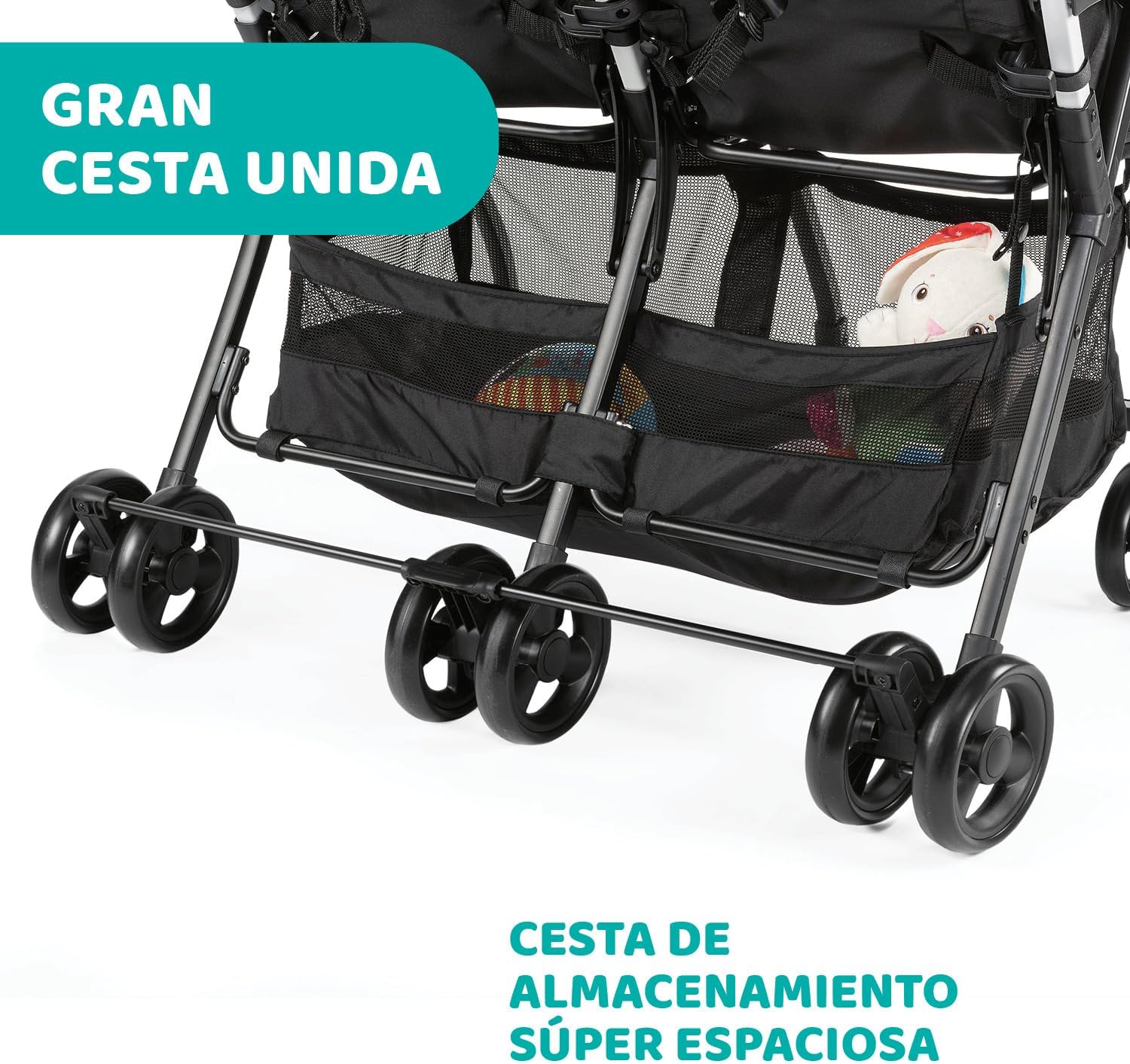 Chicco OHlalà Twin Silla de Paseo Gemelar desde 0 Meses hasta 15 kg para Gemelos y Hermanos, Cochecito Doble Reclinable y Ple