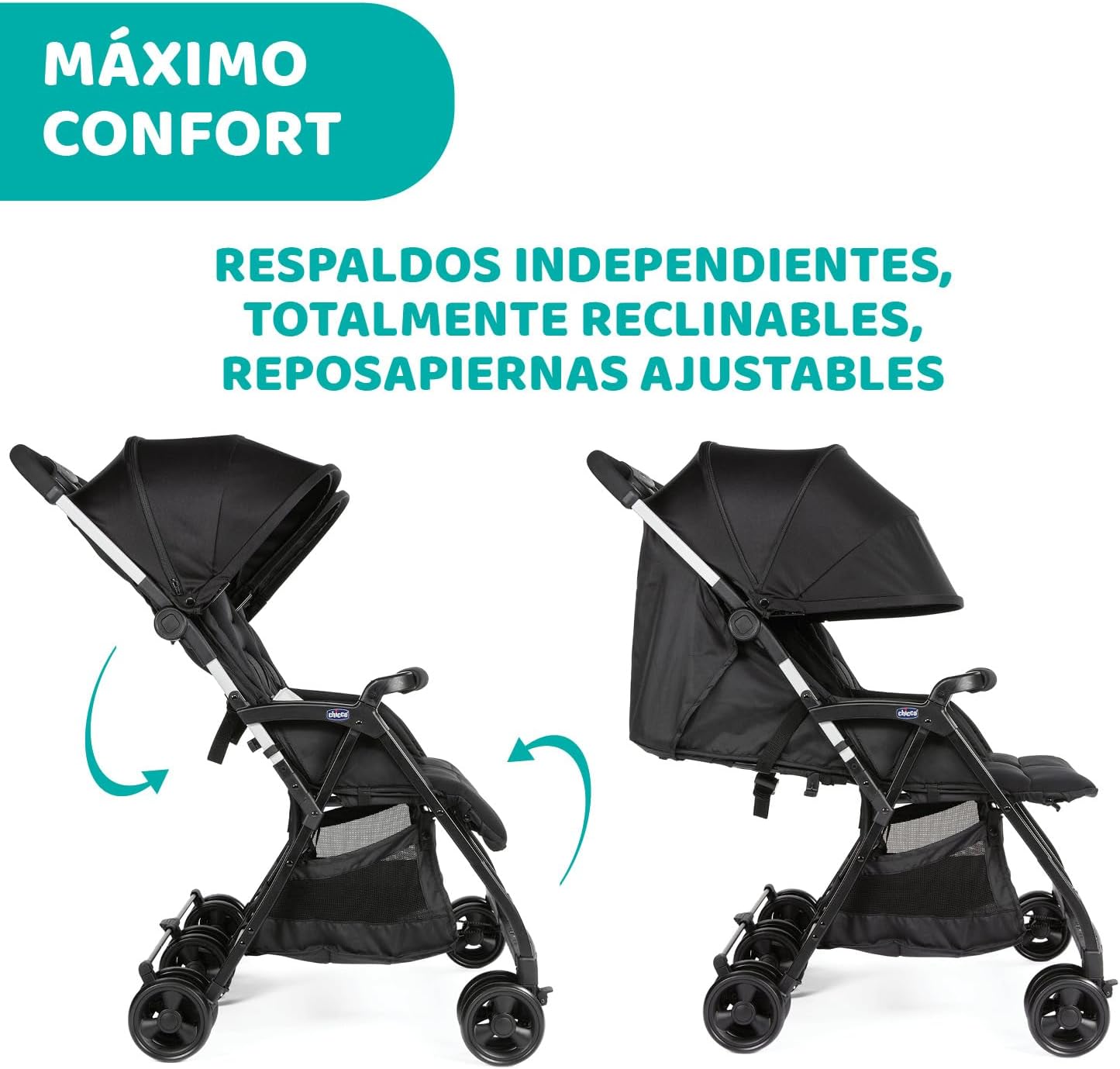 Chicco OHlalà Twin Silla de Paseo Gemelar desde 0 Meses hasta 15 kg para Gemelos y Hermanos, Cochecito Doble Reclinable y Ple