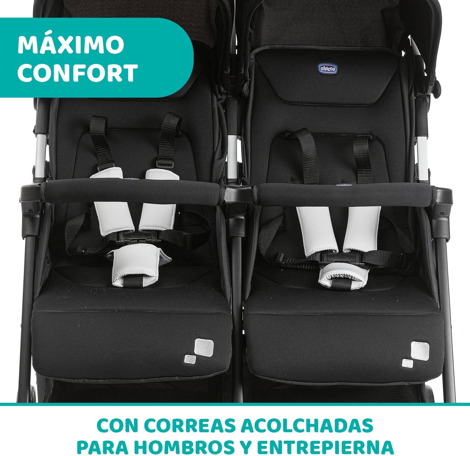Chicco OHlalà Twin Silla de Paseo Gemelar desde 0 Meses hasta 15 kg para Gemelos y Hermanos, Cochecito Doble Reclinable y Ple