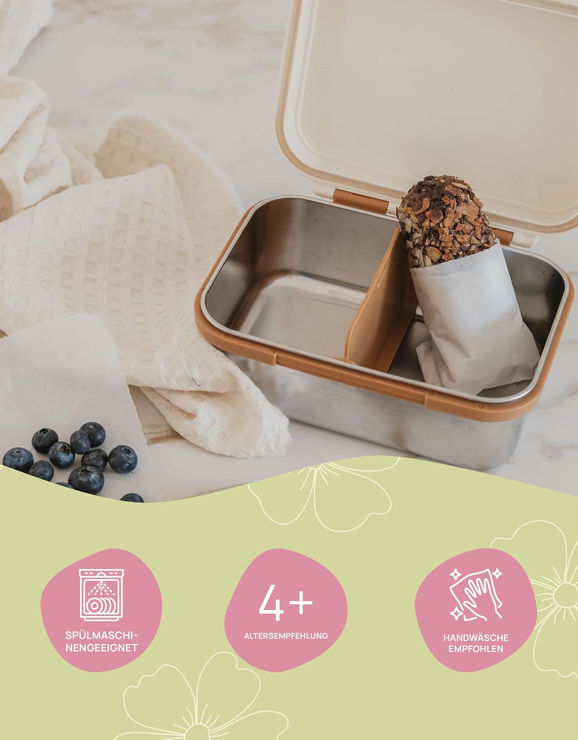 Fabelab Fiambrera para niños con compartimentos Bear Air Plane | Fiambrera de acero inoxidable 1000 ml a prueba de fugas | Fi