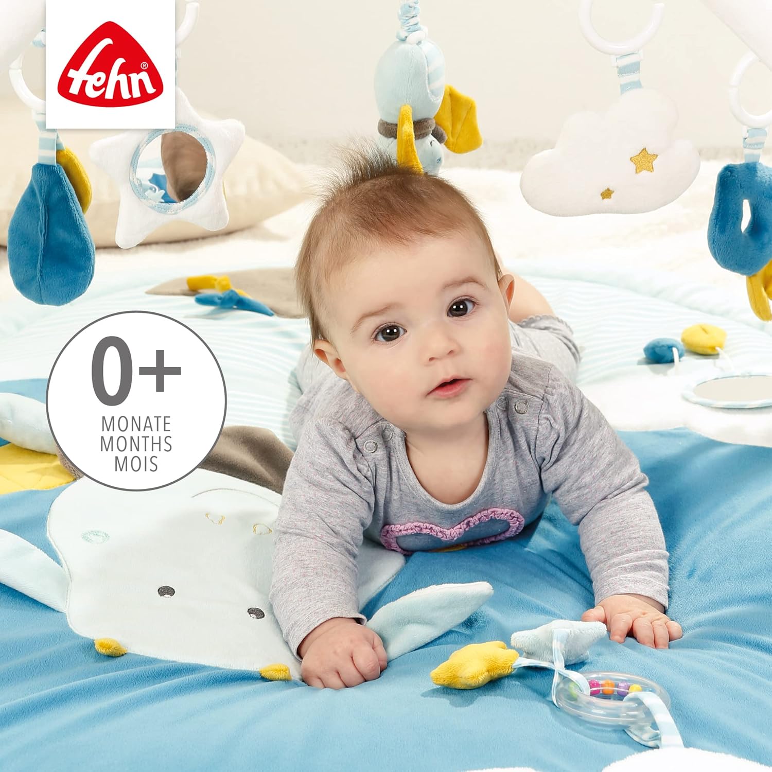 Fehn manta de actividades 3D arco de juegos Little Castle - Manta de juego para bebés con 5 juguetes extraíbles para agarrar