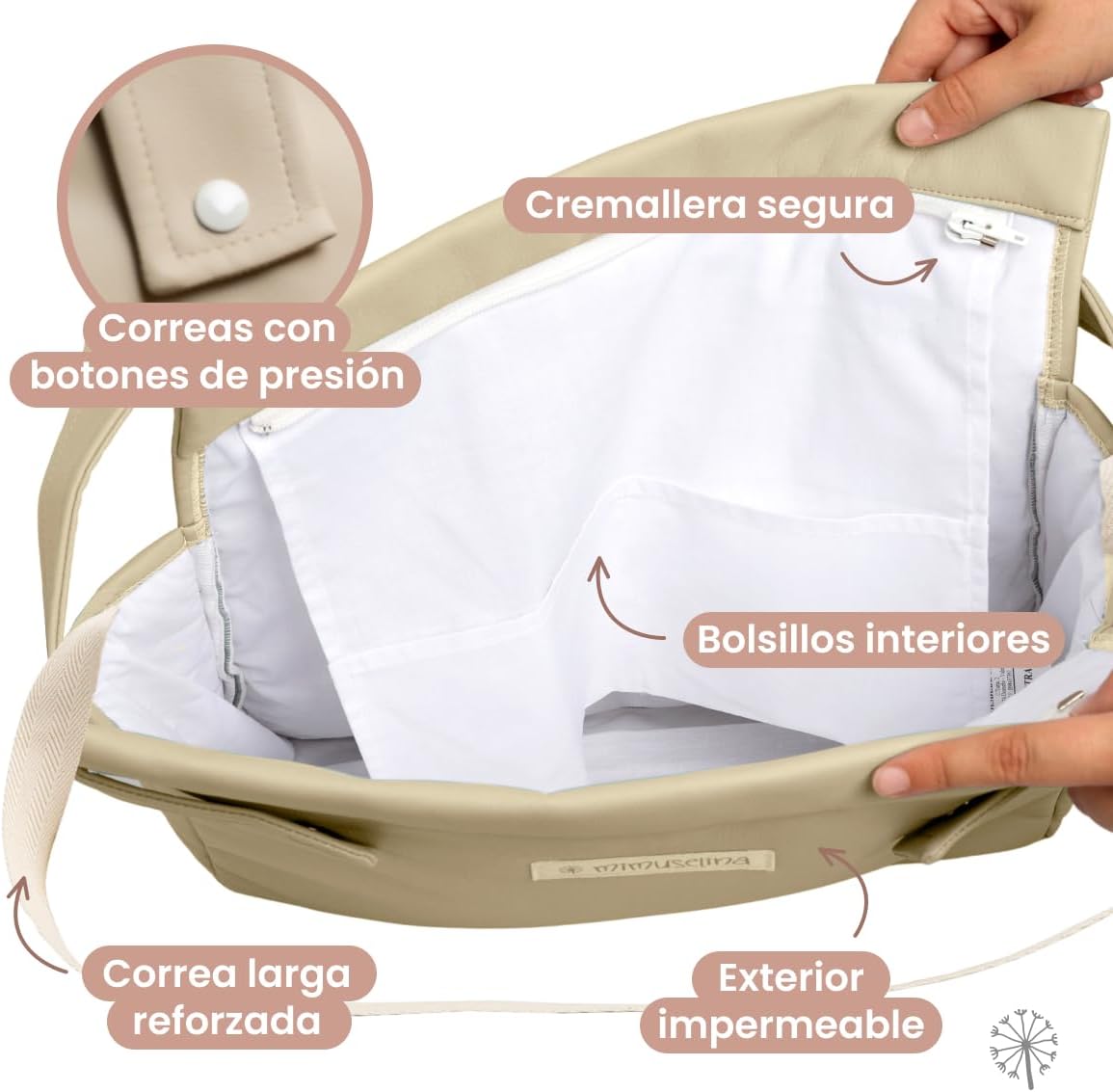 MIMUSELINA Bolso Carro Bebe | Pañalera Bebe organizador para silla paseo con gran capacidad | Bolso Maternidad Elegante y Prá