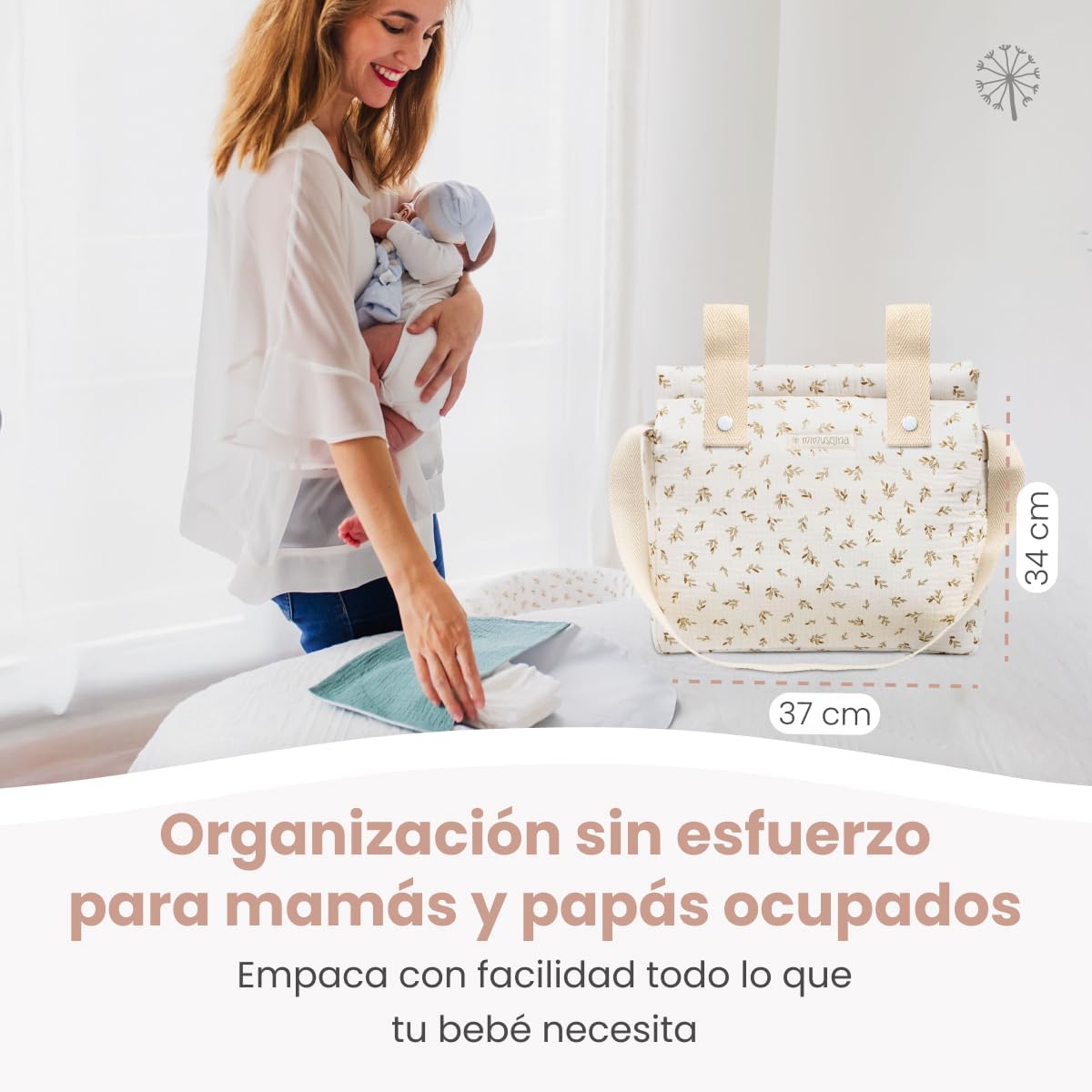 MIMUSELINA Bolso Carro Bebe | Pañalera Bebe organizador para silla paseo con gran capacidad | Bolso Maternidad Elegante y Prá