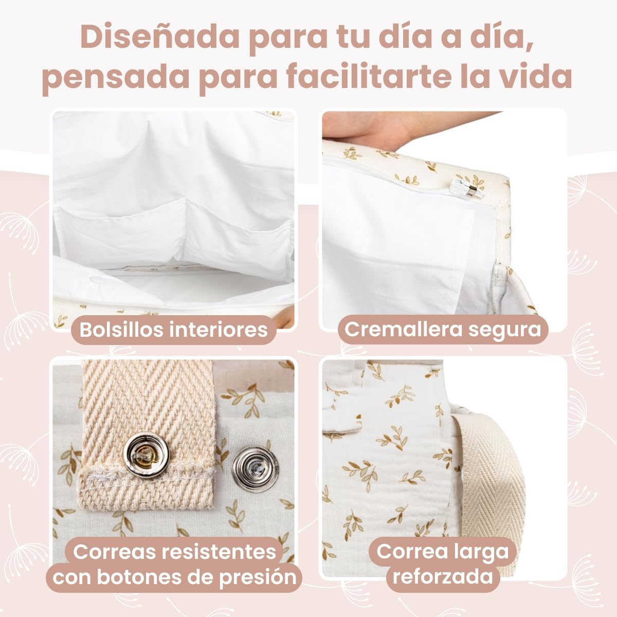 MIMUSELINA Bolso Carro Bebe | Pañalera Bebe organizador para silla paseo con gran capacidad | Bolso Maternidad Elegante y Prá