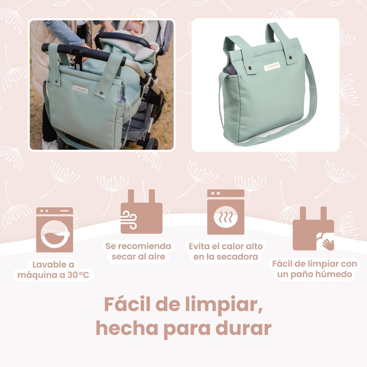 MIMUSELINA Bolso Carro Bebe | Pañalera Bebe organizador para silla paseo con gran capacidad | Bolso Maternidad Elegante y Prá