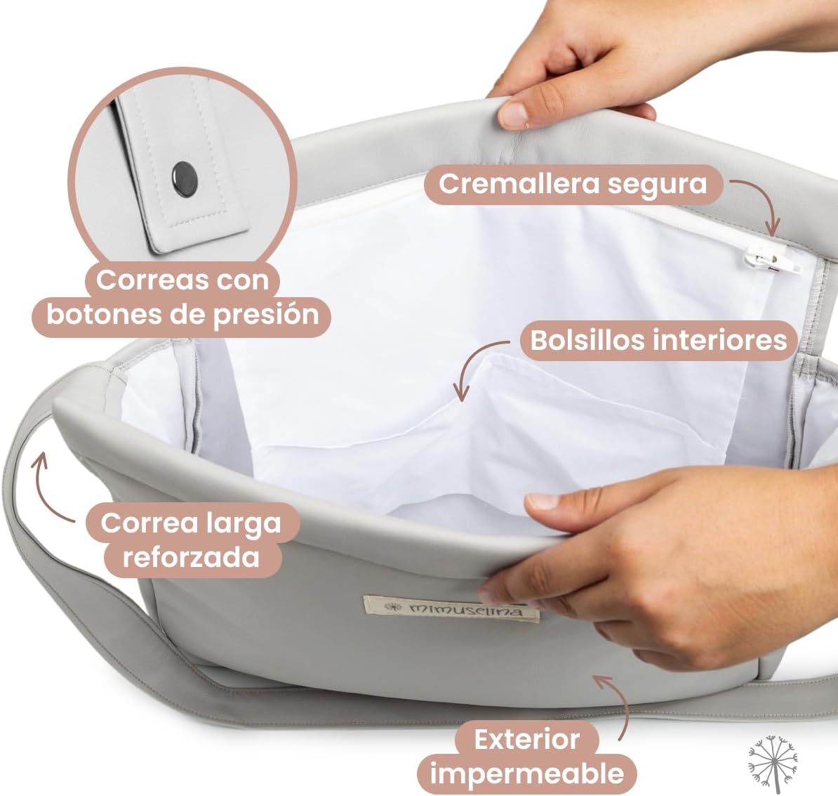 MIMUSELINA Bolso Carro Bebe | Pañalera Bebe organizador para silla paseo con gran capacidad | Bolso Maternidad Elegante y Prá