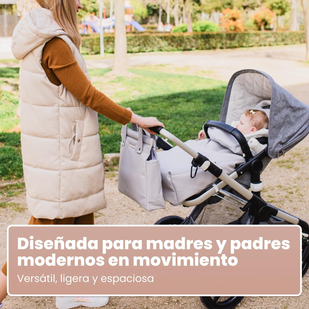 MIMUSELINA Bolso Carro Bebe | Pañalera Bebe organizador para silla paseo con gran capacidad | Bolso Maternidad Elegante y Prá