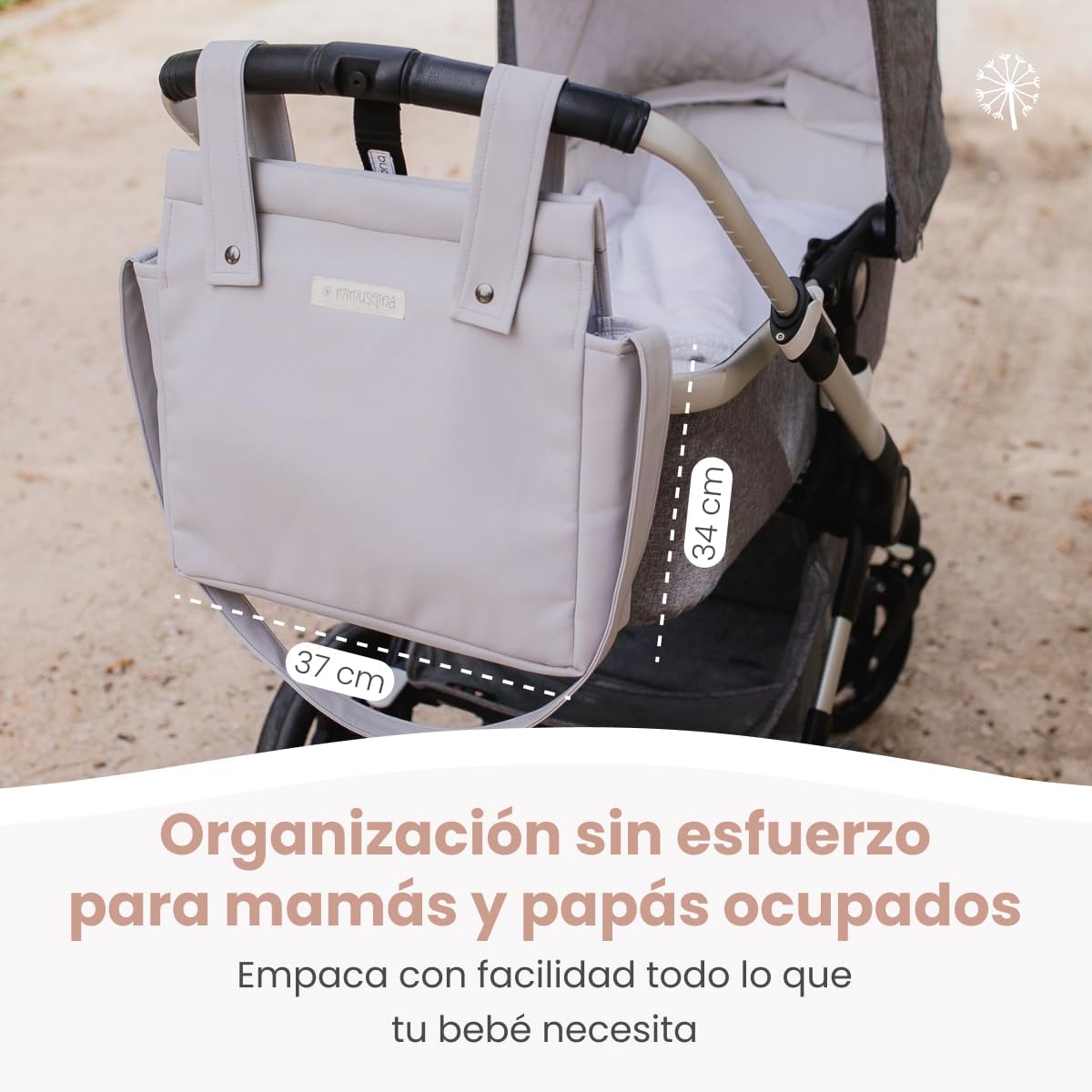 MIMUSELINA Bolso Carro Bebe | Pañalera Bebe organizador para silla paseo con gran capacidad | Bolso Maternidad Elegante y Prá