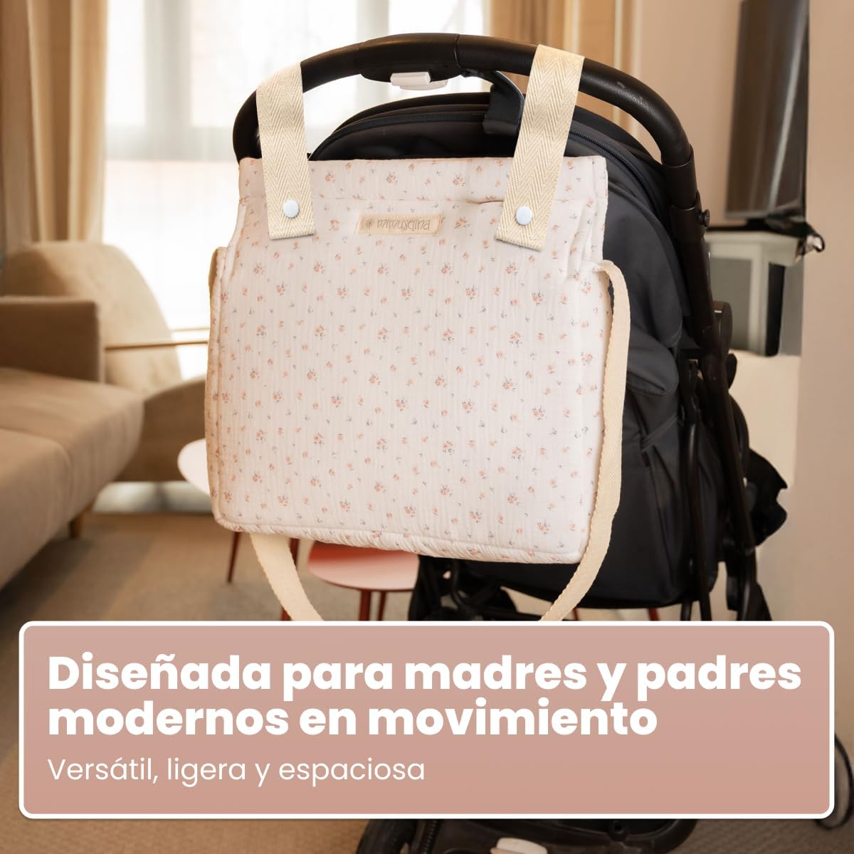 MIMUSELINA Bolso Carro Bebe | Pañalera Bebe organizador para silla paseo con gran capacidad | Bolso Maternidad Elegante y Prá