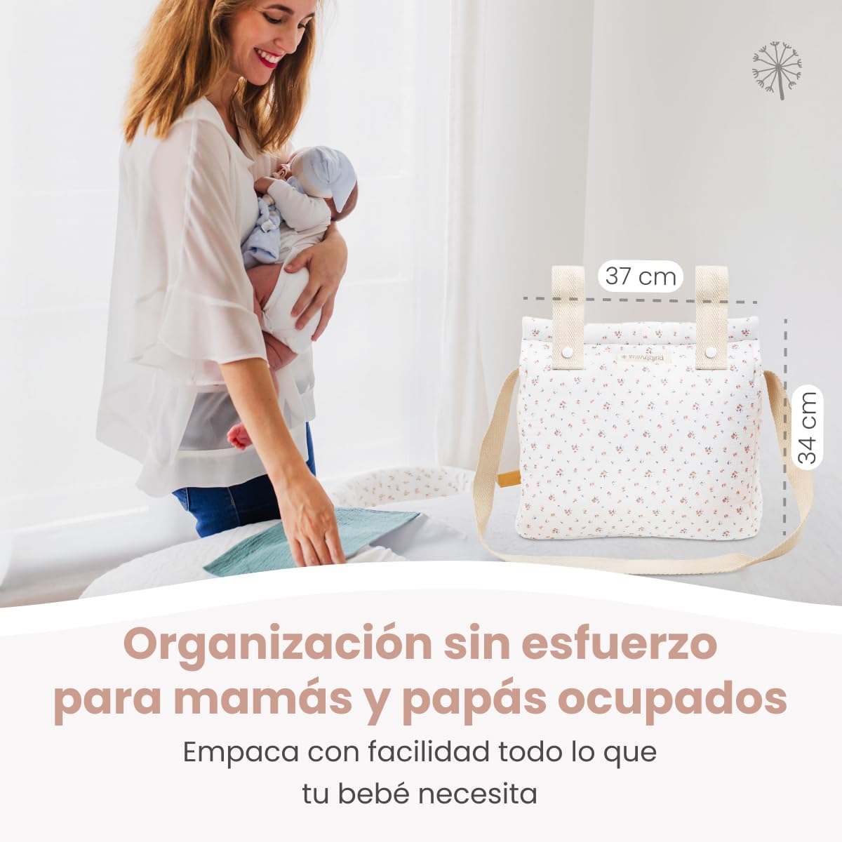 MIMUSELINA Bolso Carro Bebe | Pañalera Bebe organizador para silla paseo con gran capacidad | Bolso Maternidad Elegante y Prá
