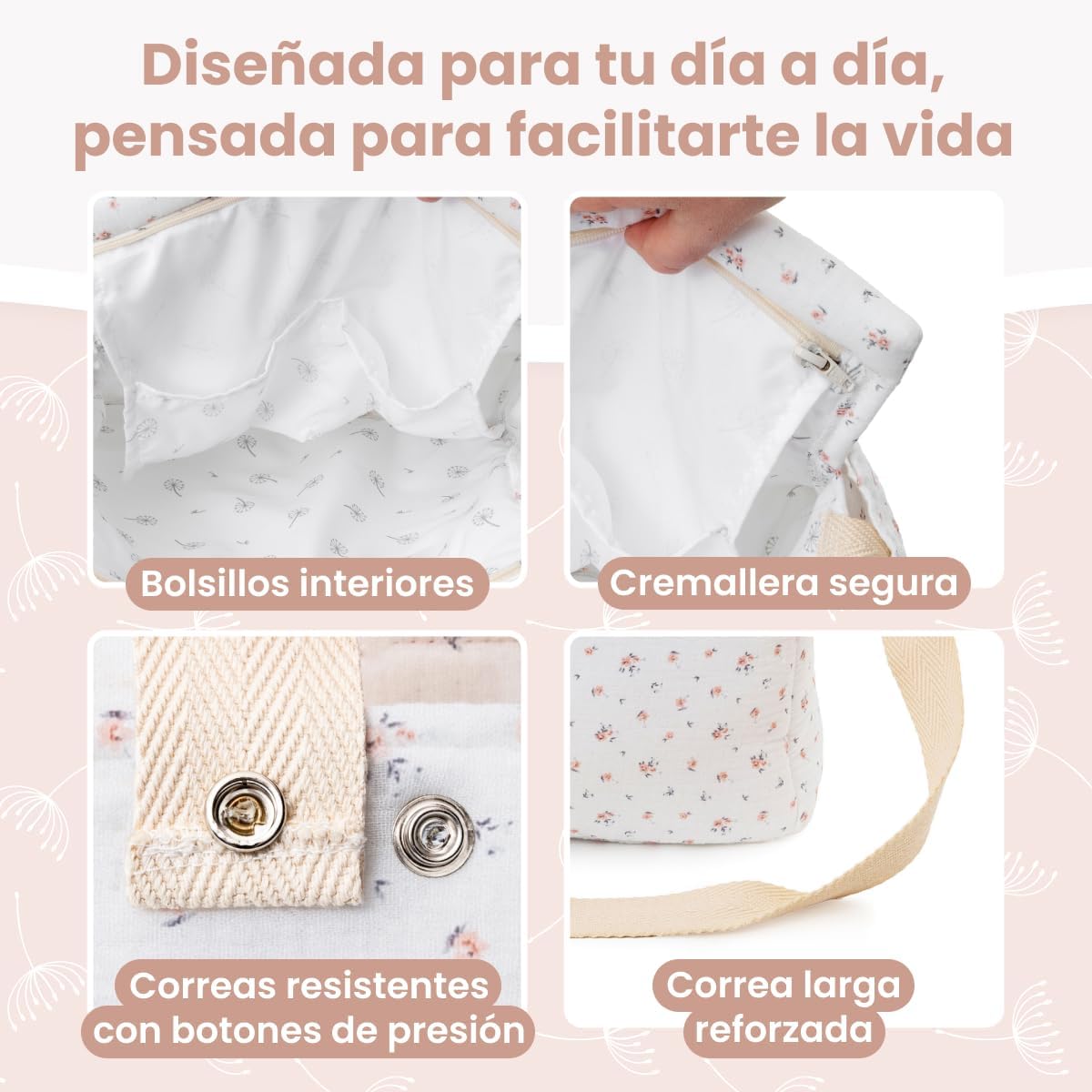 MIMUSELINA Bolso Carro Bebe | Pañalera Bebe organizador para silla paseo con gran capacidad | Bolso Maternidad Elegante y Prá