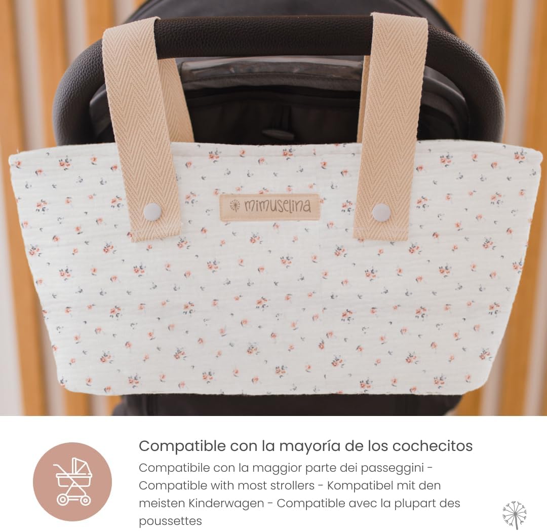 MIMUSELINA Bolso Carro Bebe | Pañalera Bebe organizador para silla paseo con gran capacidad | Bolso Maternidad Elegante y Prá
