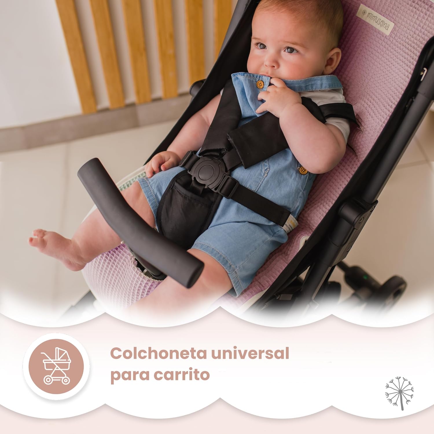 MIMUSELINA Colchoneta Silla Paseo Universal para Bebé en 100% Algodón OEKO-TEX | Funda Carrito Bebe Verano e Invierno, Transp