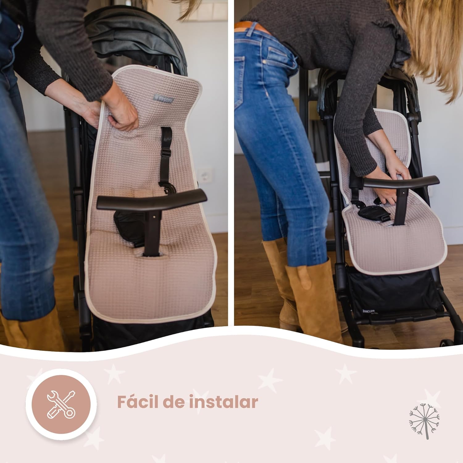 MIMUSELINA Colchoneta Silla Paseo Universal para Bebé en 100% Algodón OEKO-TEX | Funda Carrito Bebe Verano e Invierno, Transp