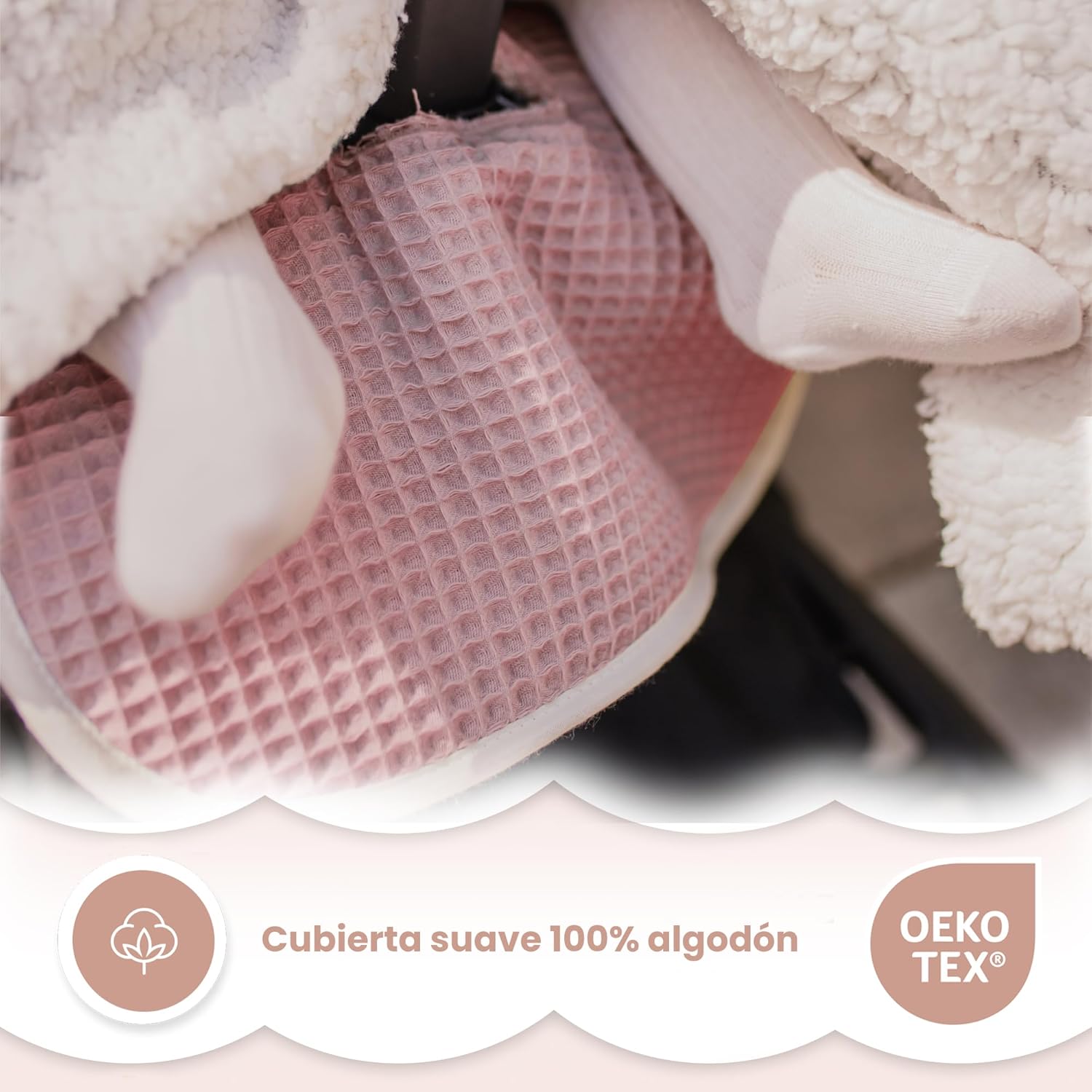 MIMUSELINA Colchoneta Silla Paseo Universal para Bebé en 100% Algodón OEKO-TEX | Funda Carrito Bebe Verano e Invierno, Transp