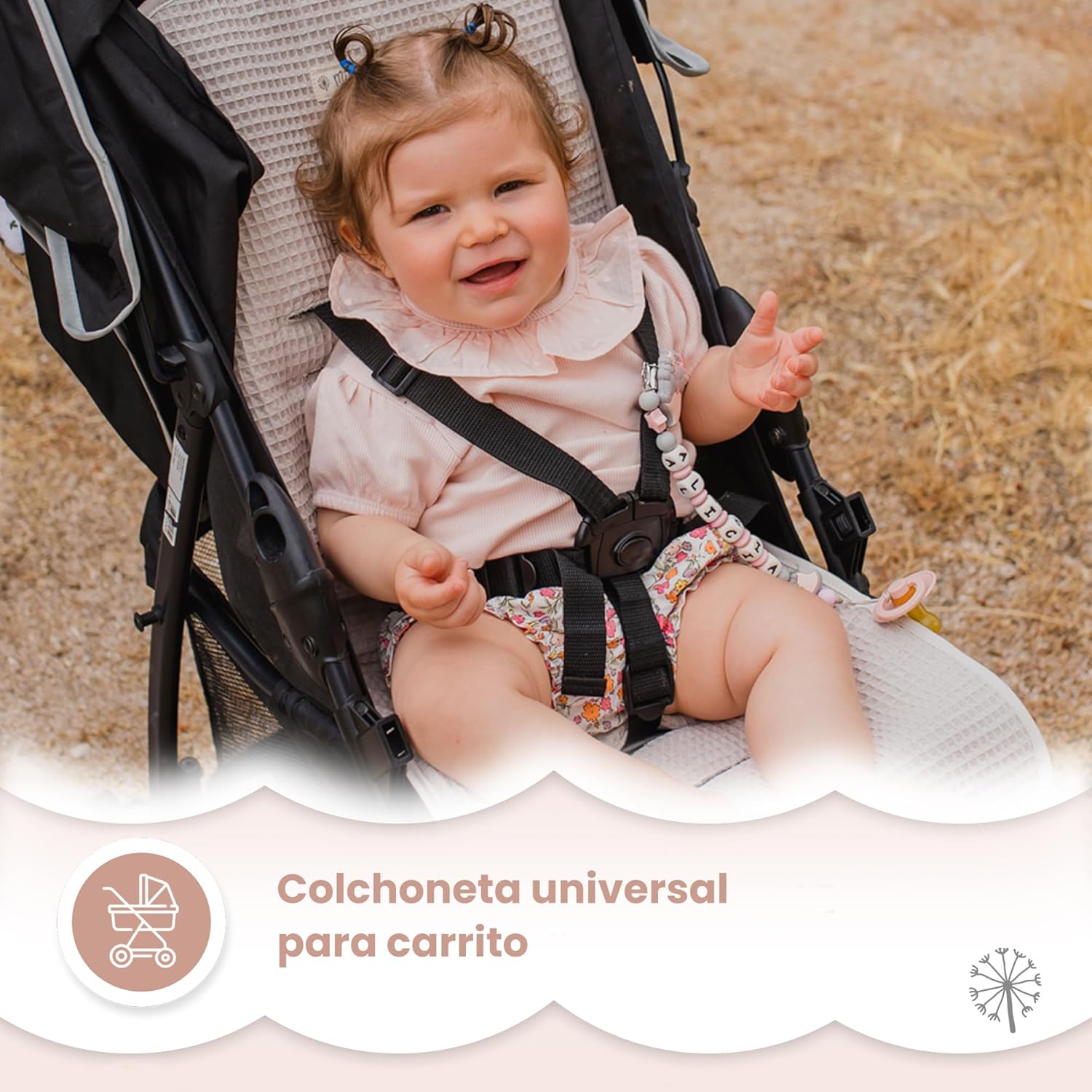 MIMUSELINA Colchoneta Silla Paseo Universal para Bebé en 100% Algodón OEKO-TEX | Funda Carrito Bebe Verano e Invierno, Transp