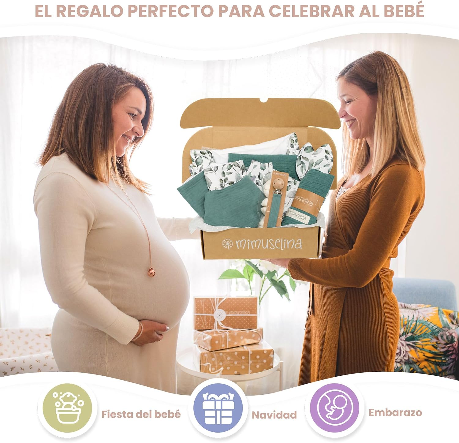 MIMUSELINA Pack Regalo Recien Nacido Niña o Niño | Cestas Bebe para Hospital o Baby Shower | Canastilla Bebe Recien Nacido Di