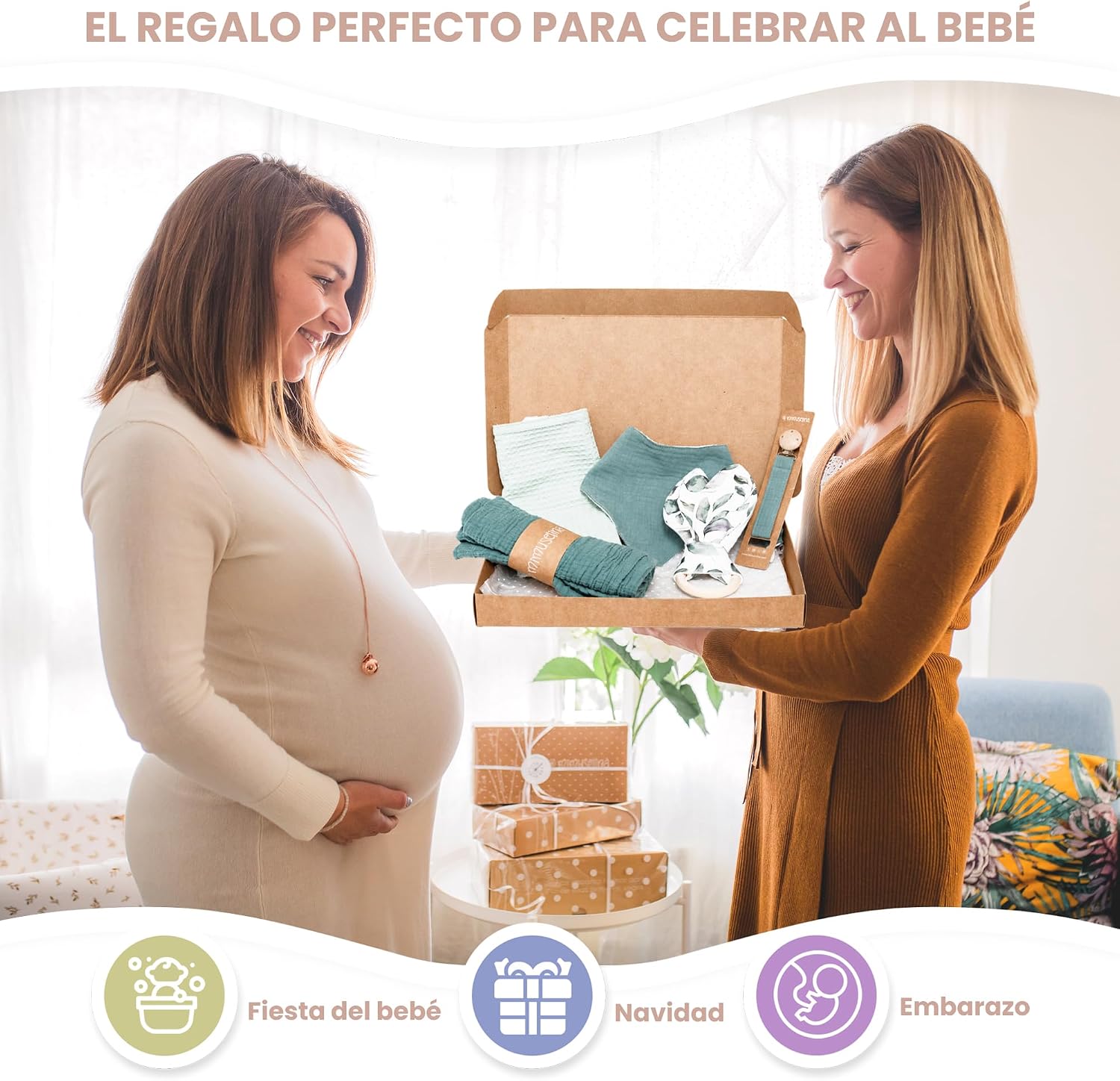 MIMUSELINA Pack Regalo Recien Nacido Niña o Niño | Cestas Bebe para Hospital o Baby Shower | Canastilla Bebe Recien Nacido Di