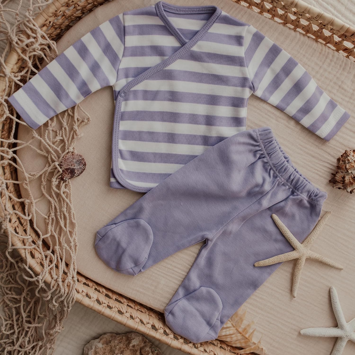 MINUTUS Conjunto Bebé Rayas Jersey y Polaina, Primera Puesta, Ropa Recién Nacido, 100% Algodón, 2 Piezas - vista 3