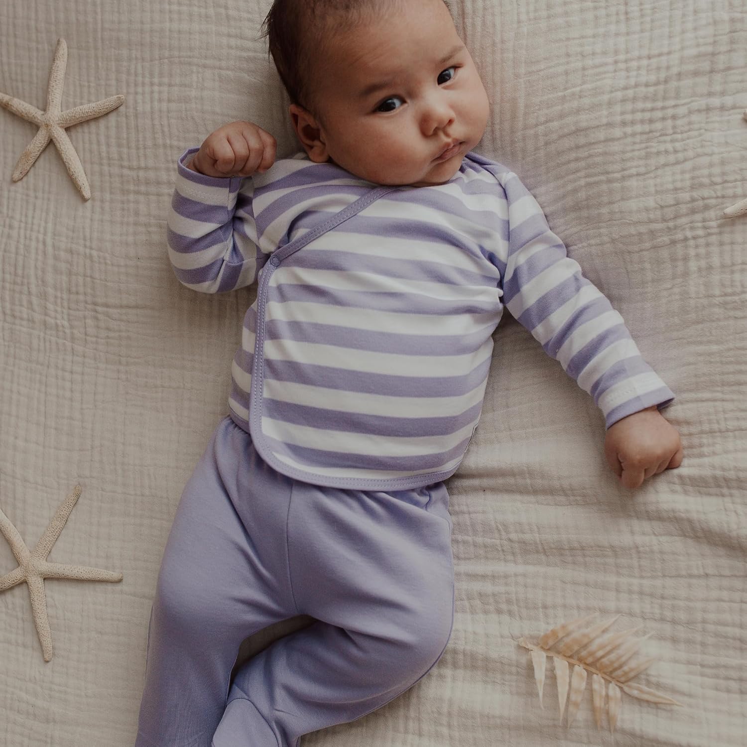 MINUTUS Conjunto Bebé Rayas Jersey y Polaina, Primera Puesta, Ropa Recién Nacido, 100% Algodón, 2 Piezas - detalle del produc