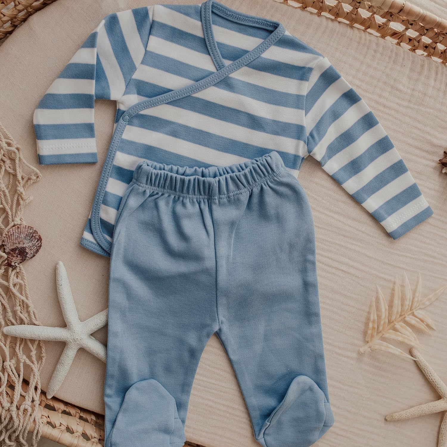 MINUTUS Conjunto Bebé Rayas Jersey y Polaina, Primera Puesta, Ropa Recién Nacido, 100% Algodón, 2 Piezas - vista 3