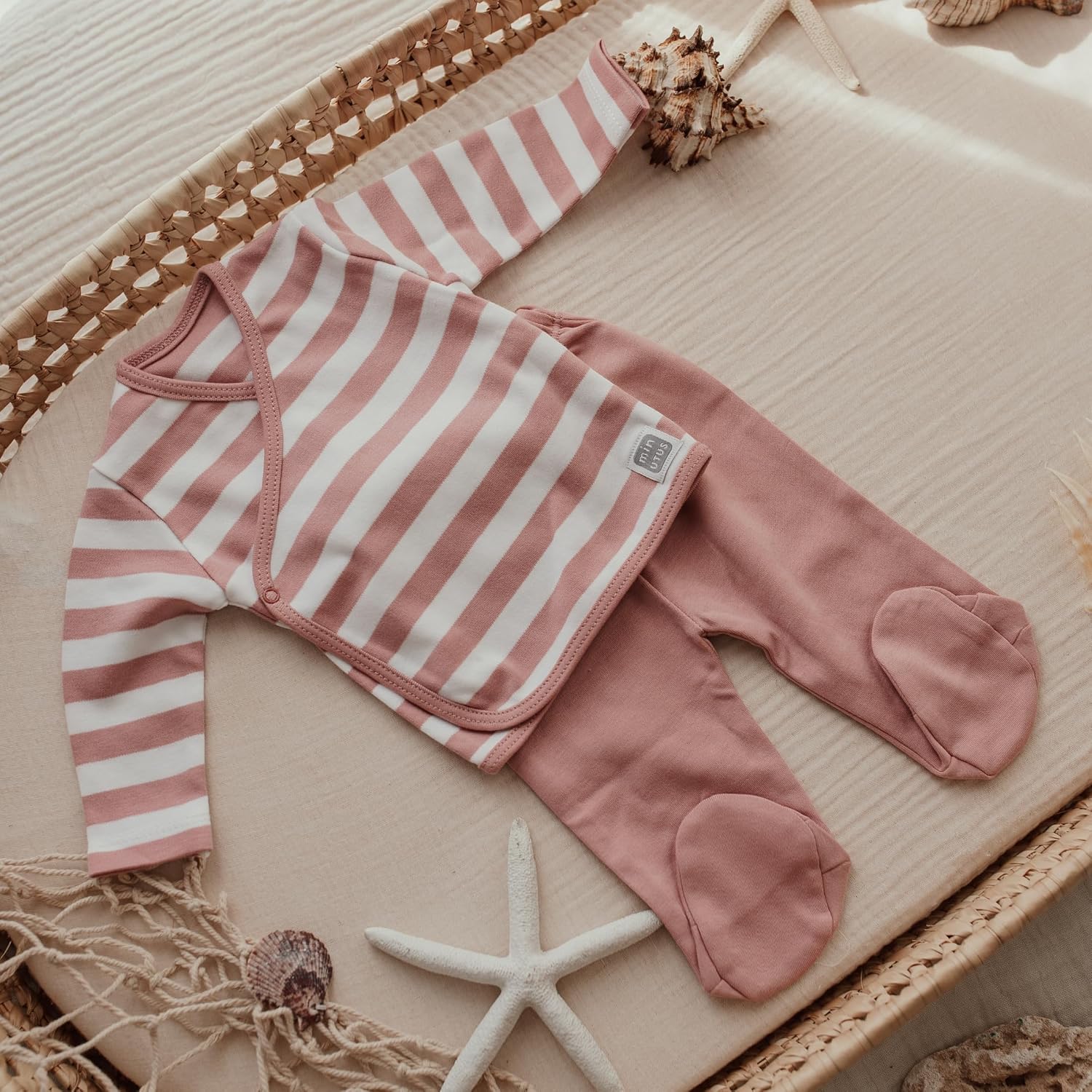 MINUTUS Conjunto Bebé Rayas Jersey y Polaina, Primera Puesta, Ropa Recién Nacido, 100% Algodón, 2 Piezas - vista 3