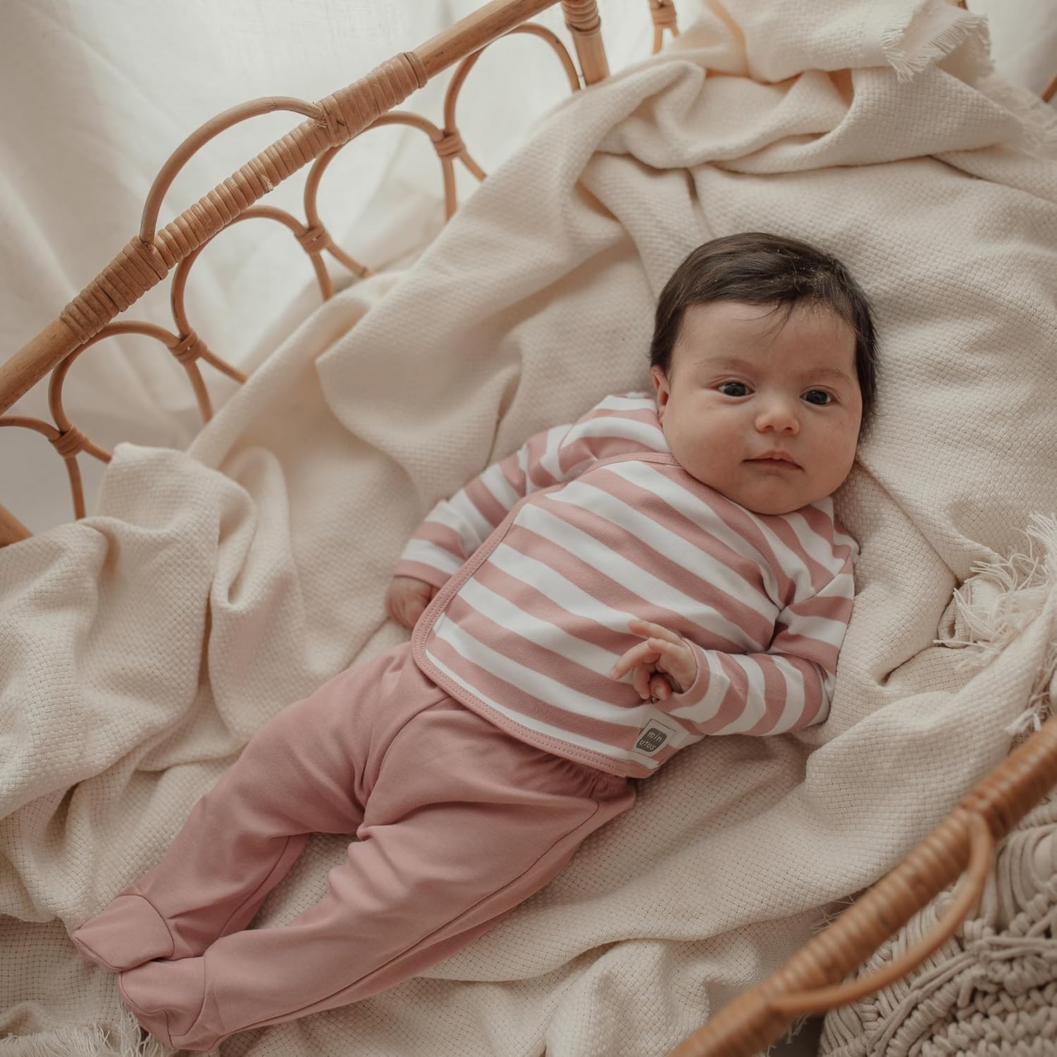MINUTUS Conjunto Bebé Rayas Jersey y Polaina, Primera Puesta, Ropa Recién Nacido, 100% Algodón, 2 Piezas - imagen 5