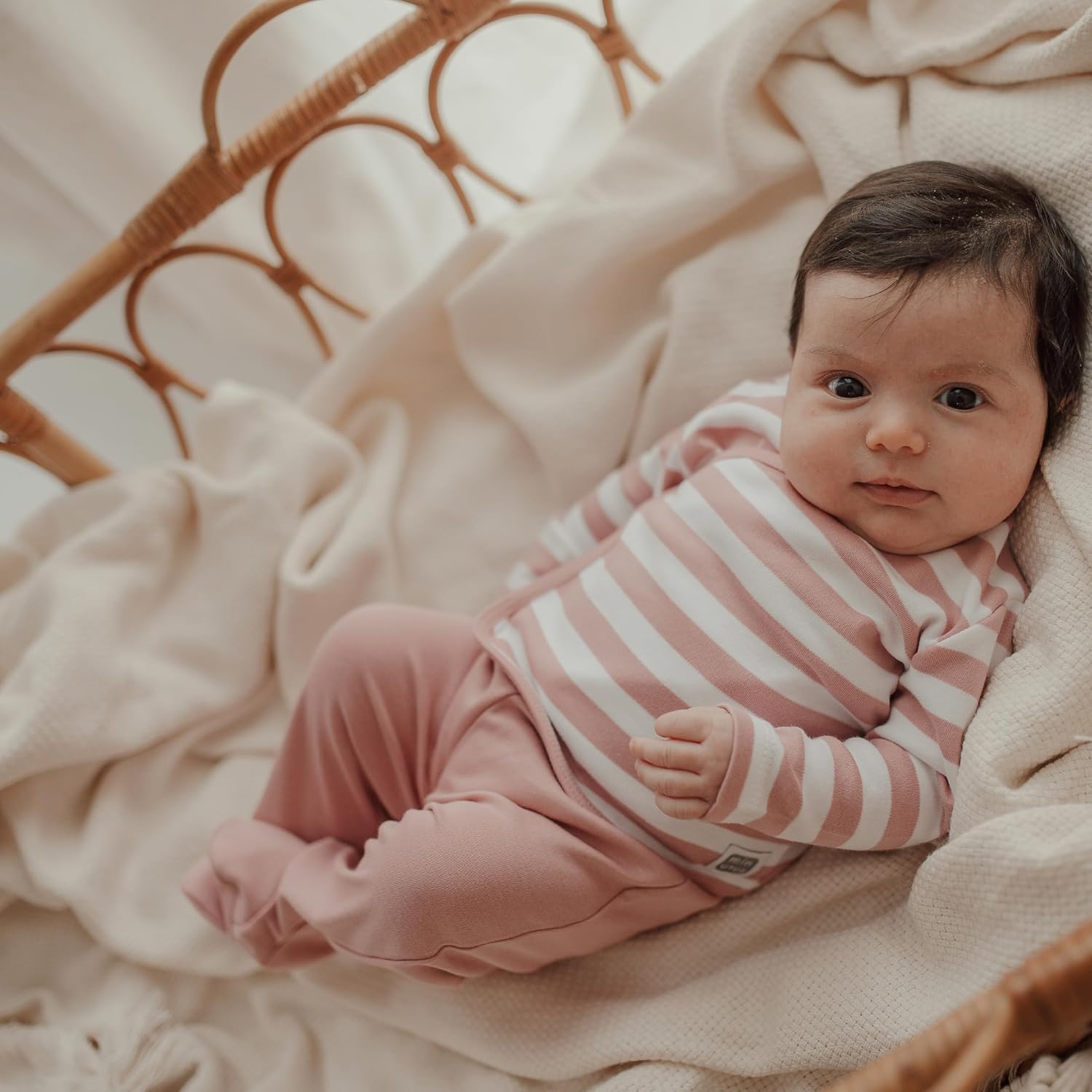 MINUTUS Conjunto Bebé Rayas Jersey y Polaina, Primera Puesta, Ropa Recién Nacido, 100% Algodón, 2 Piezas - detalle del produc