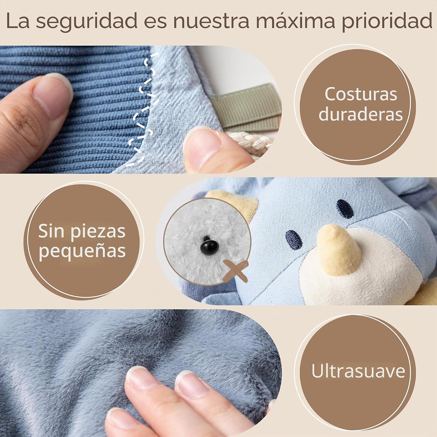 Moonkie Peluche Bebe, Doudou de Dinosaurio, Muñeco de Apego con Mordedor de Silicona, Regalo Bebe Recien Nacido Niño, Manta d