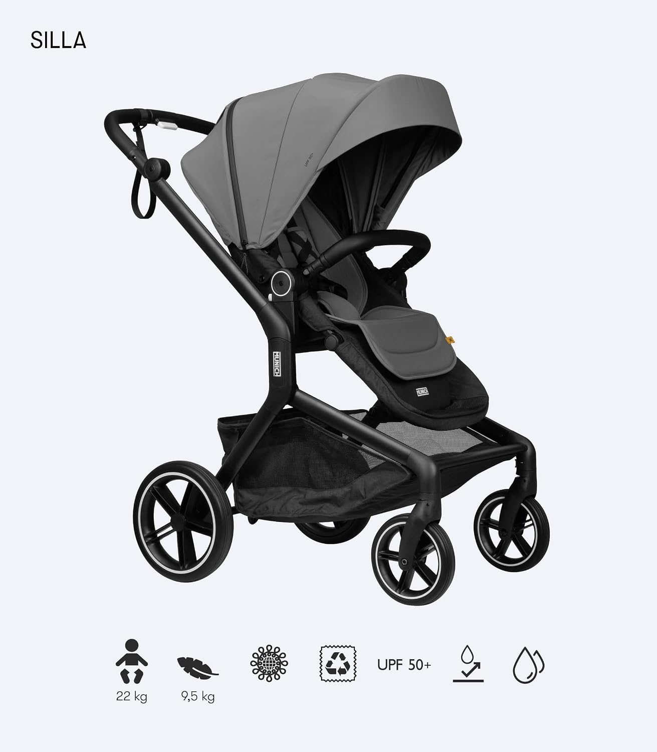 MUNICH Mun5, Cochecito de Bebé 2 en 1, Sistema de viaje, Silla De Paseo y Capazo, Carro Bebe, Fácil plegado, desde el nacimie