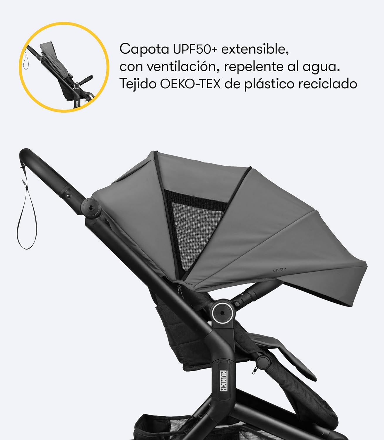 MUNICH Mun5, Cochecito de Bebé 2 en 1, Sistema de viaje, Silla De Paseo y Capazo, Carro Bebe, Fácil plegado, desde el nacimie