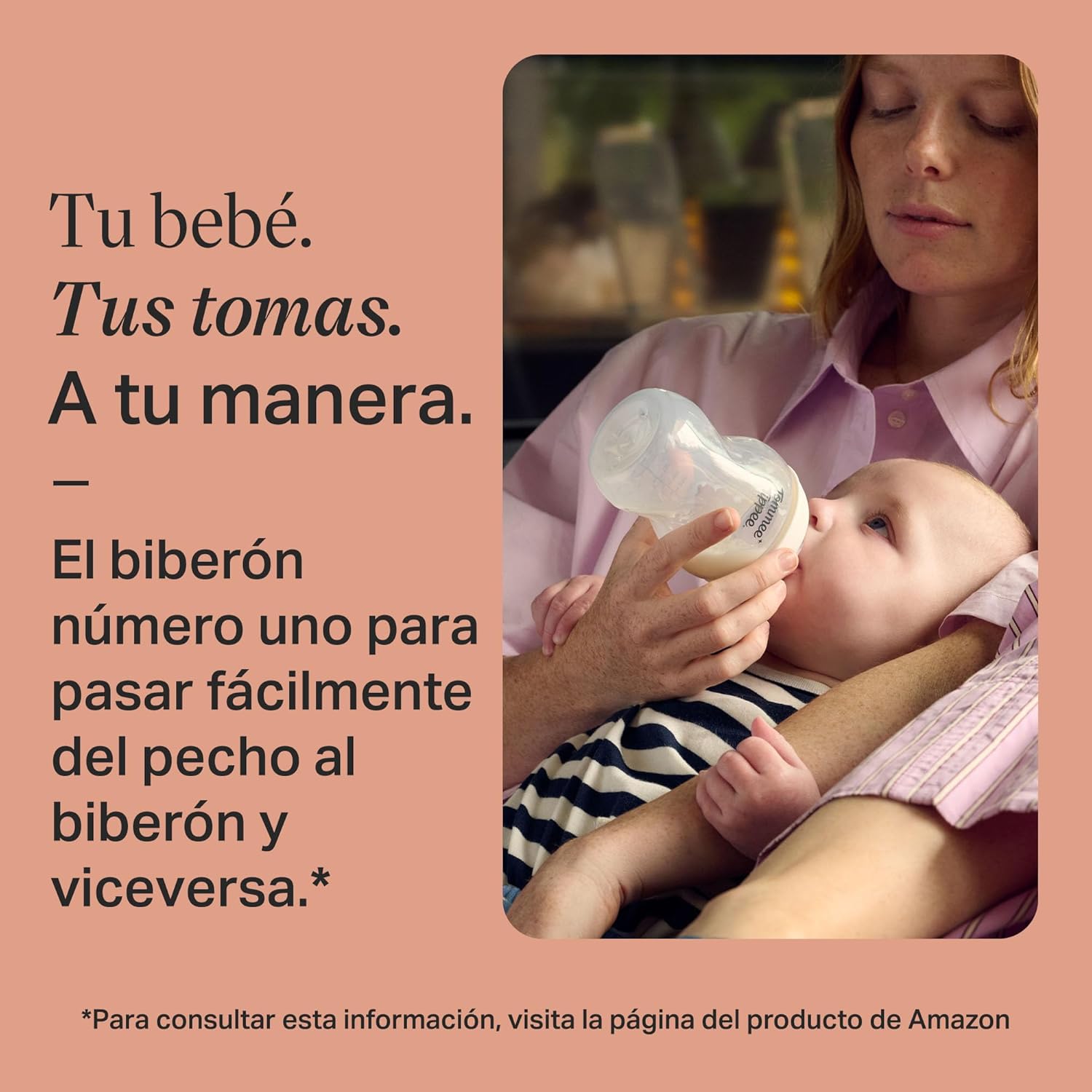 Tommee Tippee Biberones, biberón anticólicos Natural Start, 260 ml, con tetina anatómica para un agarre natural, válvula anti